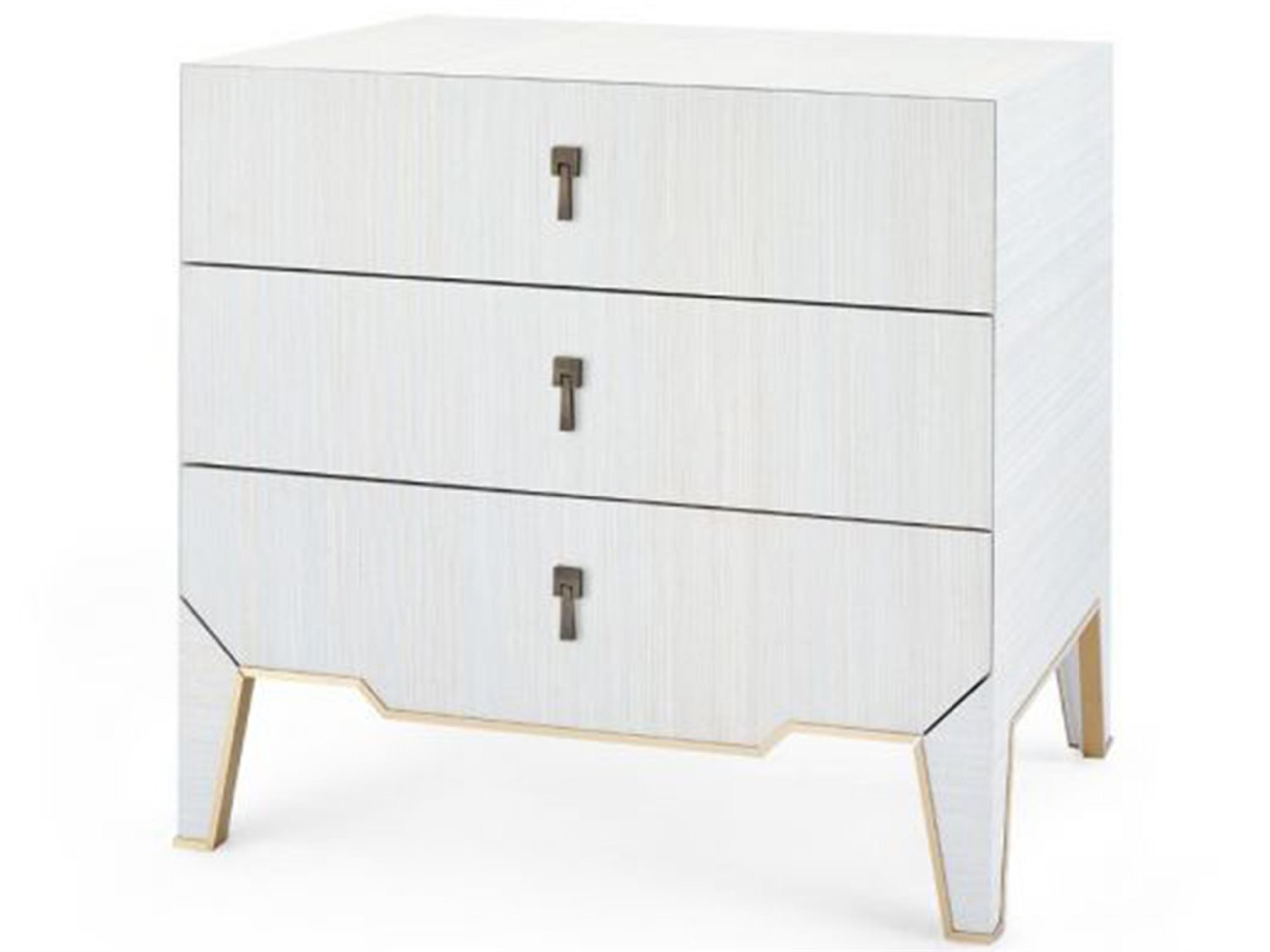 3-Drawers Gold Nightstand