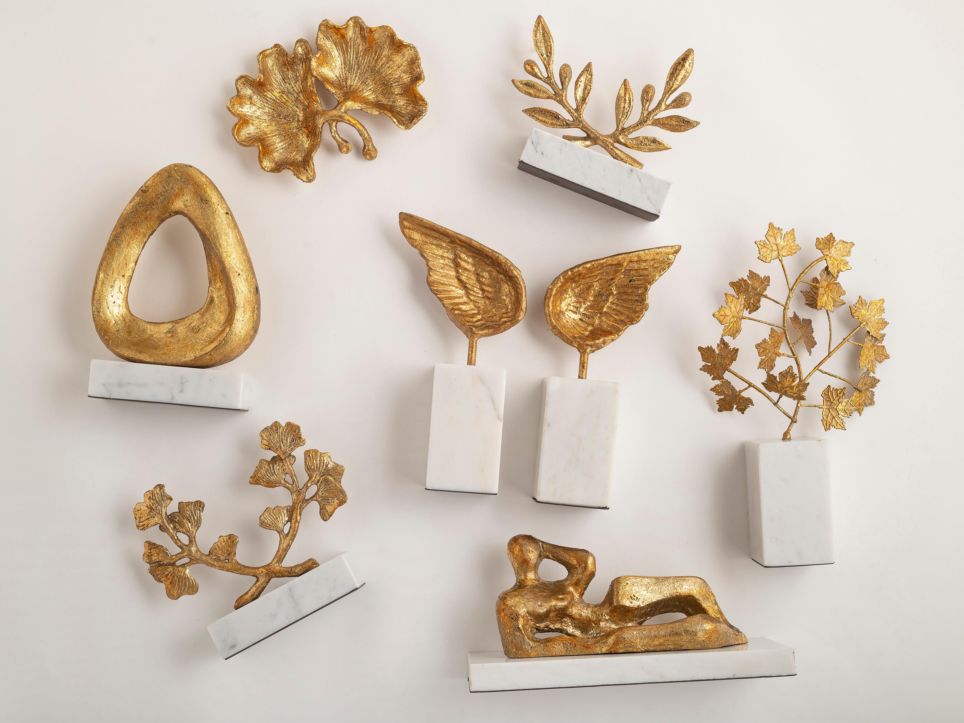 Villa & House Gold Leaf Maple Branch Statue