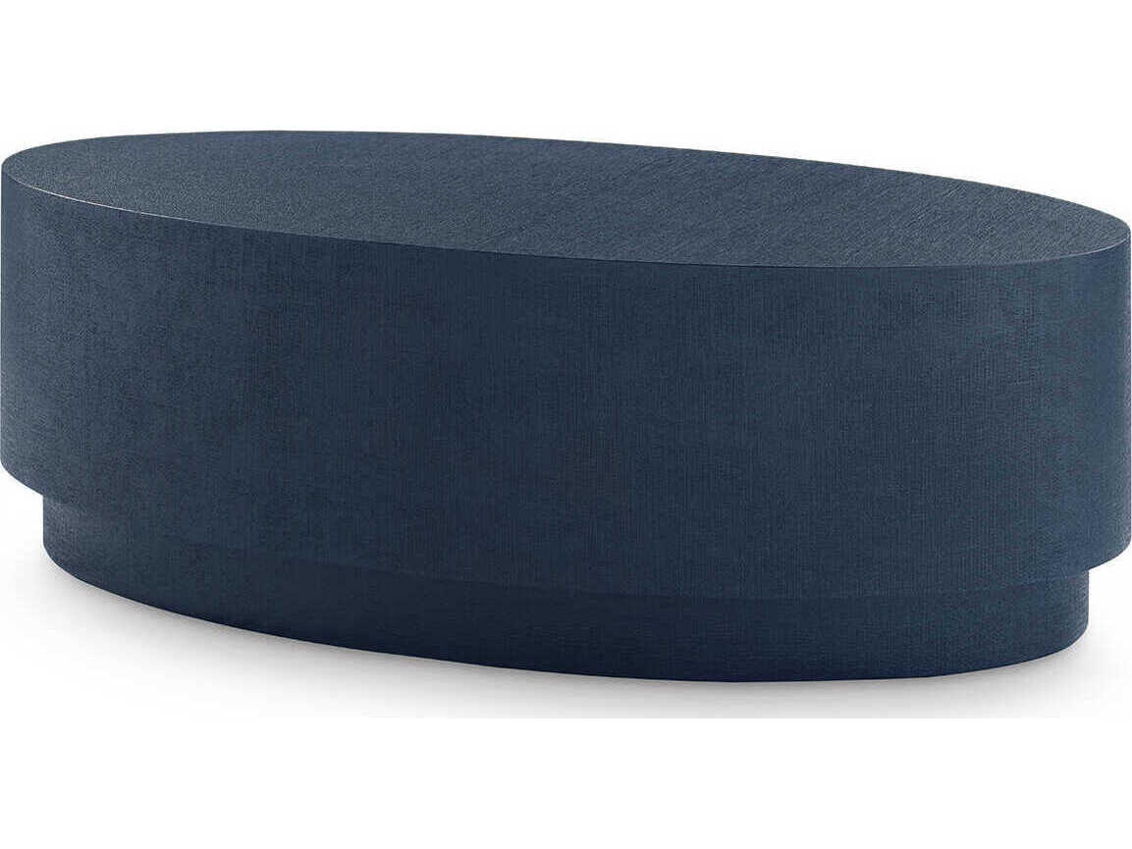 Oval Fabric Blue Steel Coffee Table