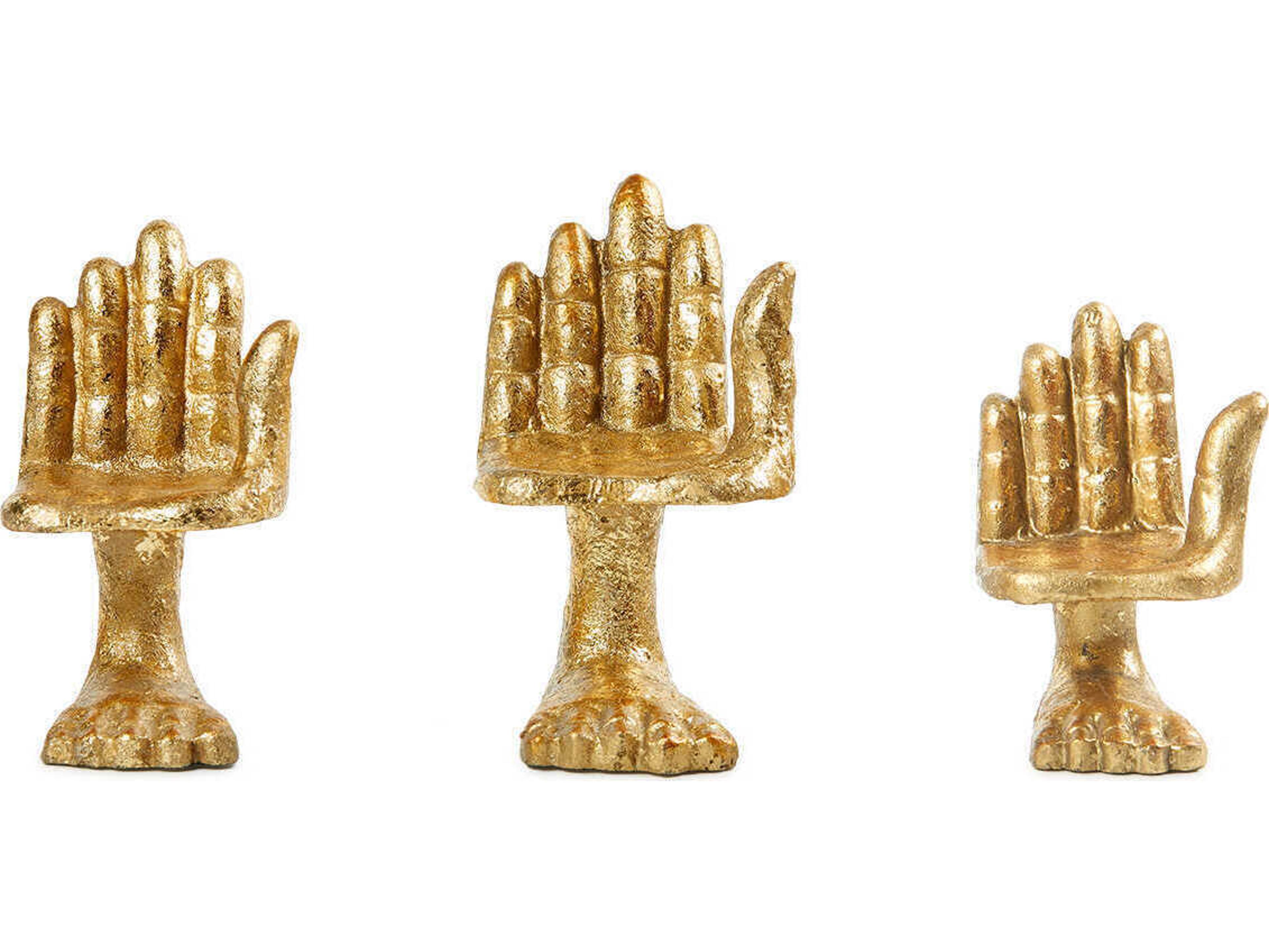 Villa & House Mano Gold Leaf Sculpture Set of 3