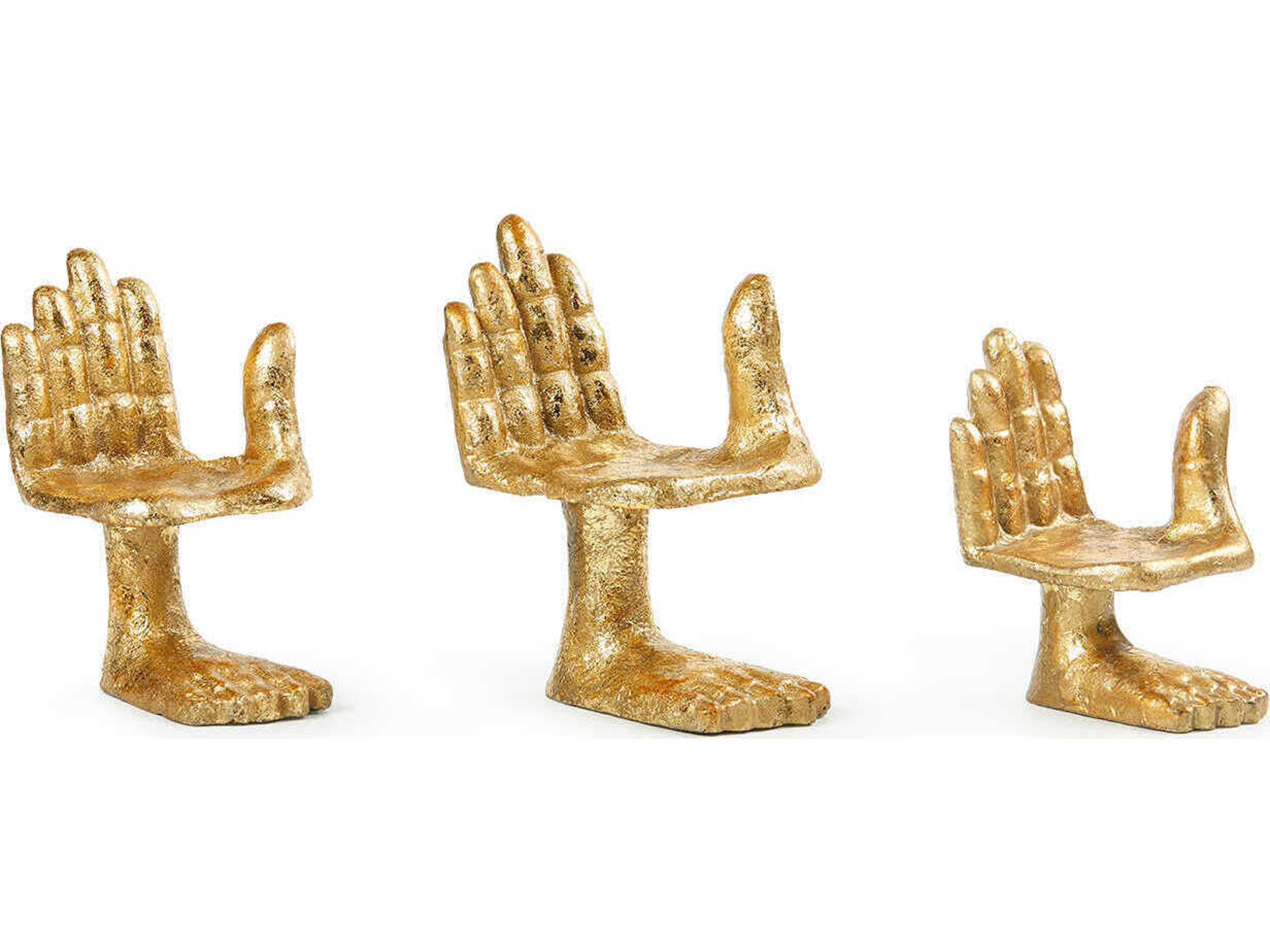 Villa & House Mano Gold Leaf Sculpture Set of 3