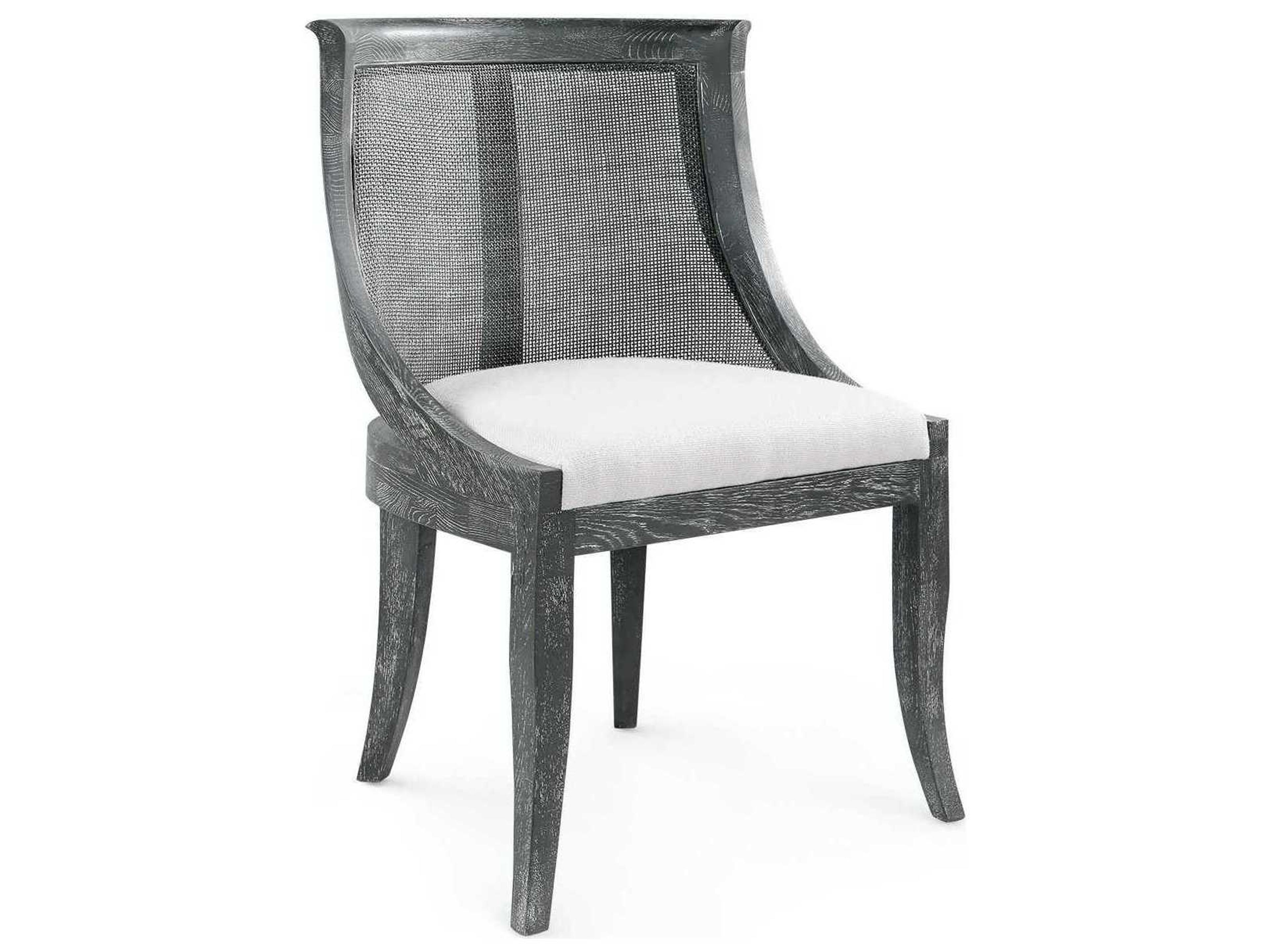 Villa & House Monaco Oak Wood Gray Upholstered Side Dining Chair