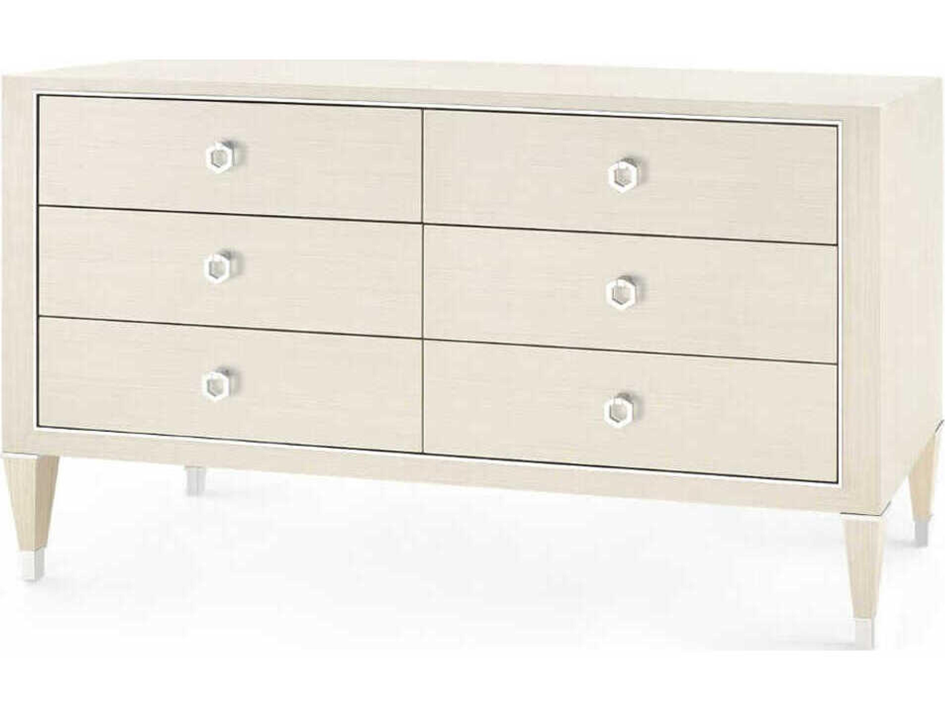 Morris 6-Drawers Beige Oak Wood Double Dresser