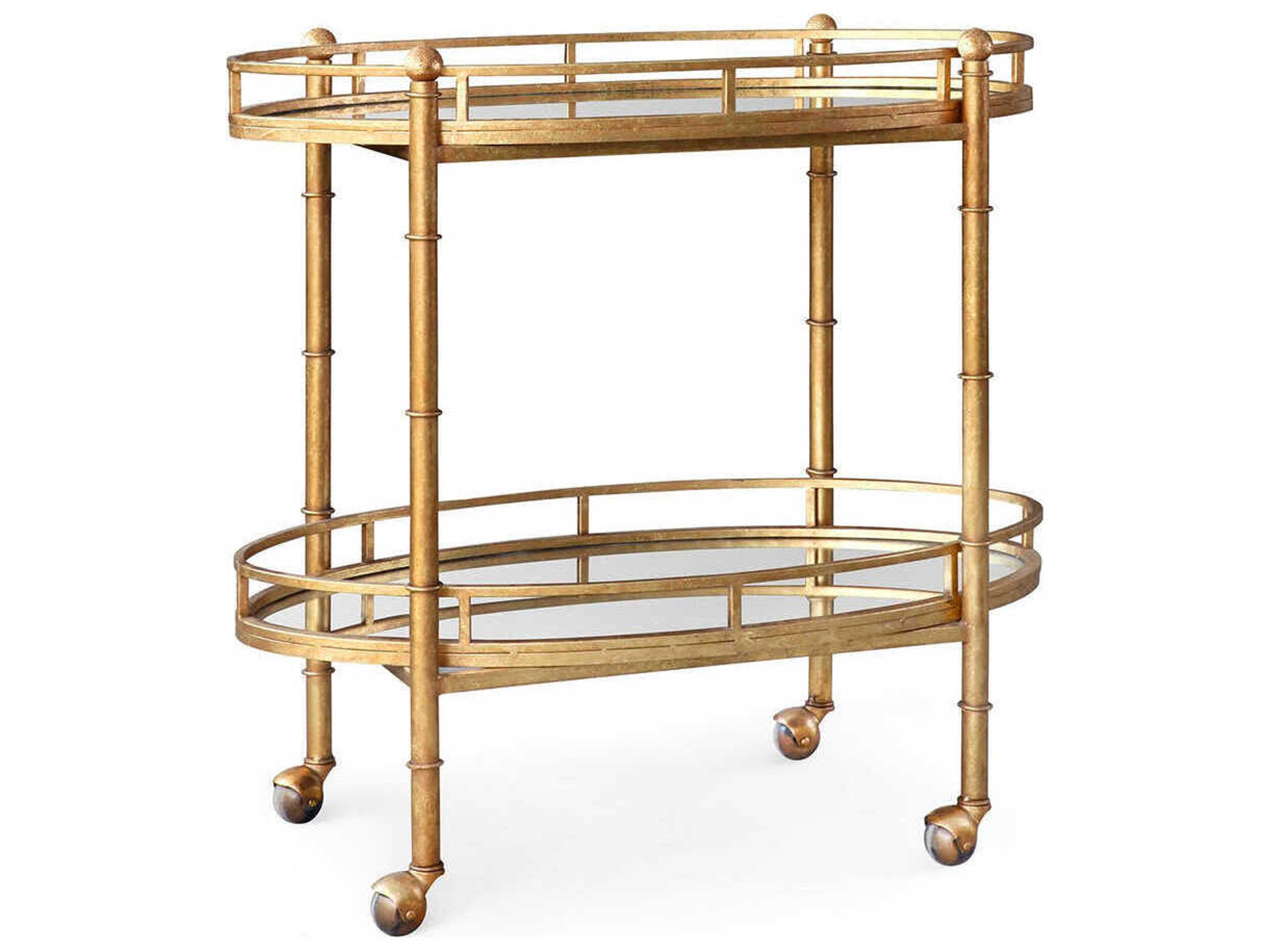 Normandy Glass Gold Leaf Bar Cart