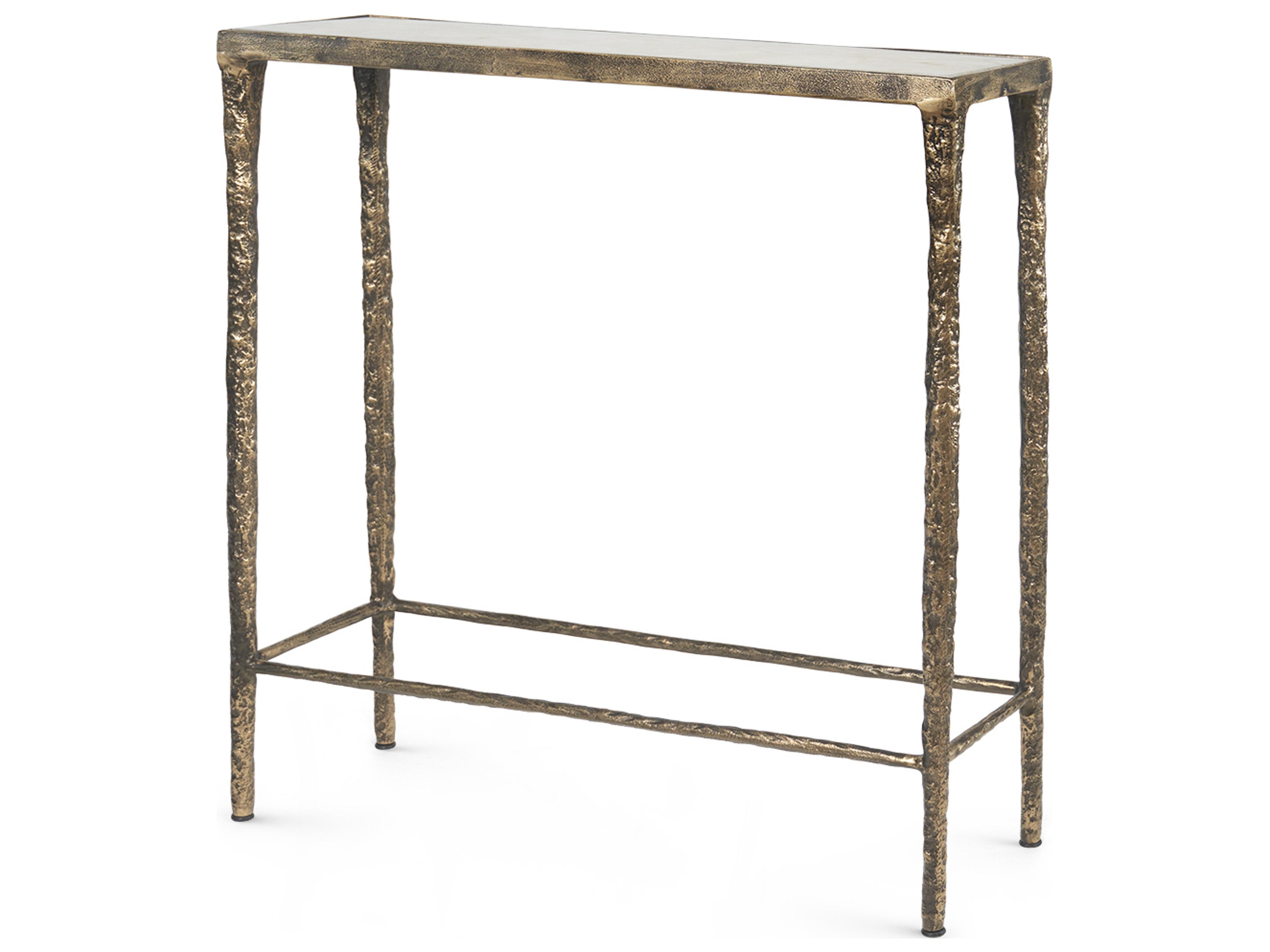 Nora Rectangular Marble Antique Brass Console Table