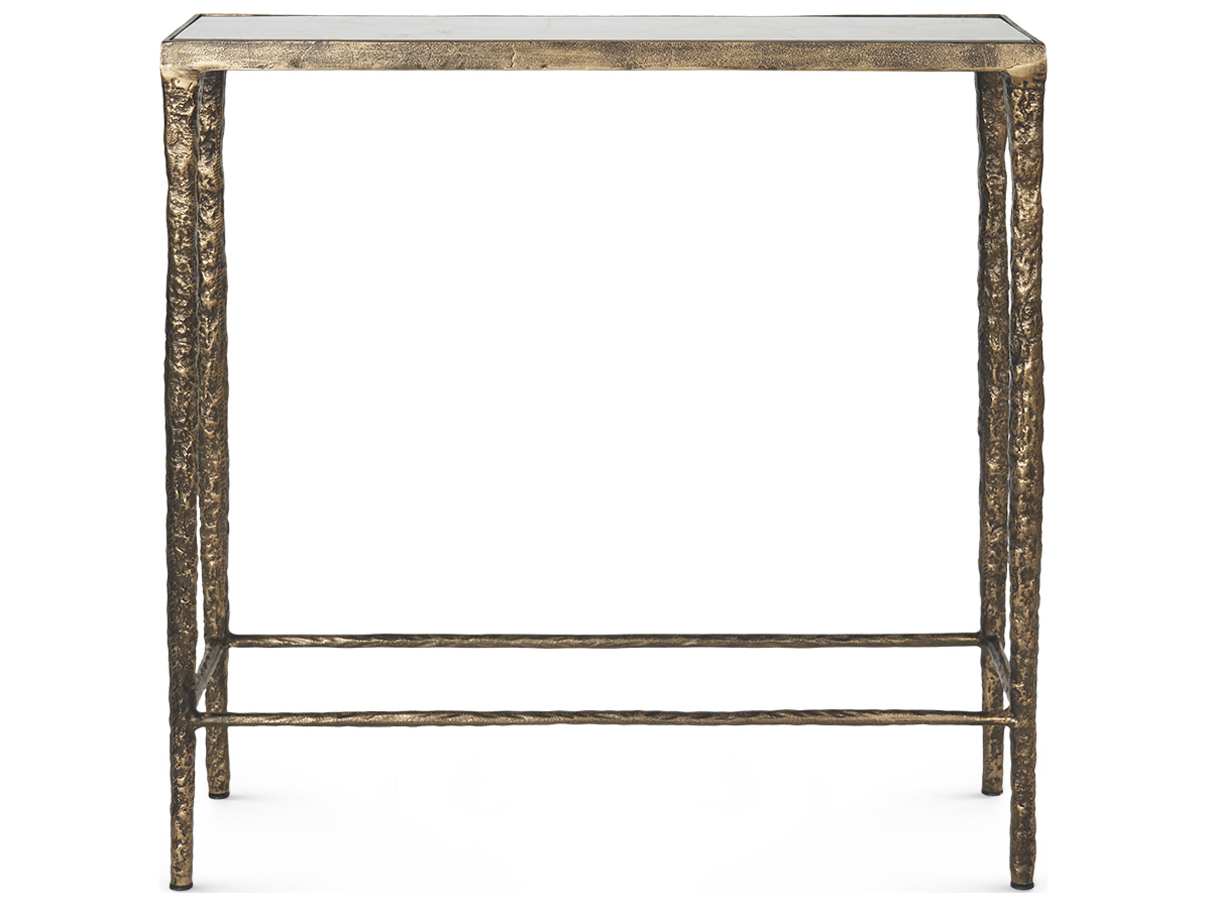 Villa & House Nora Rectangular Marble Antique Brass Console Table