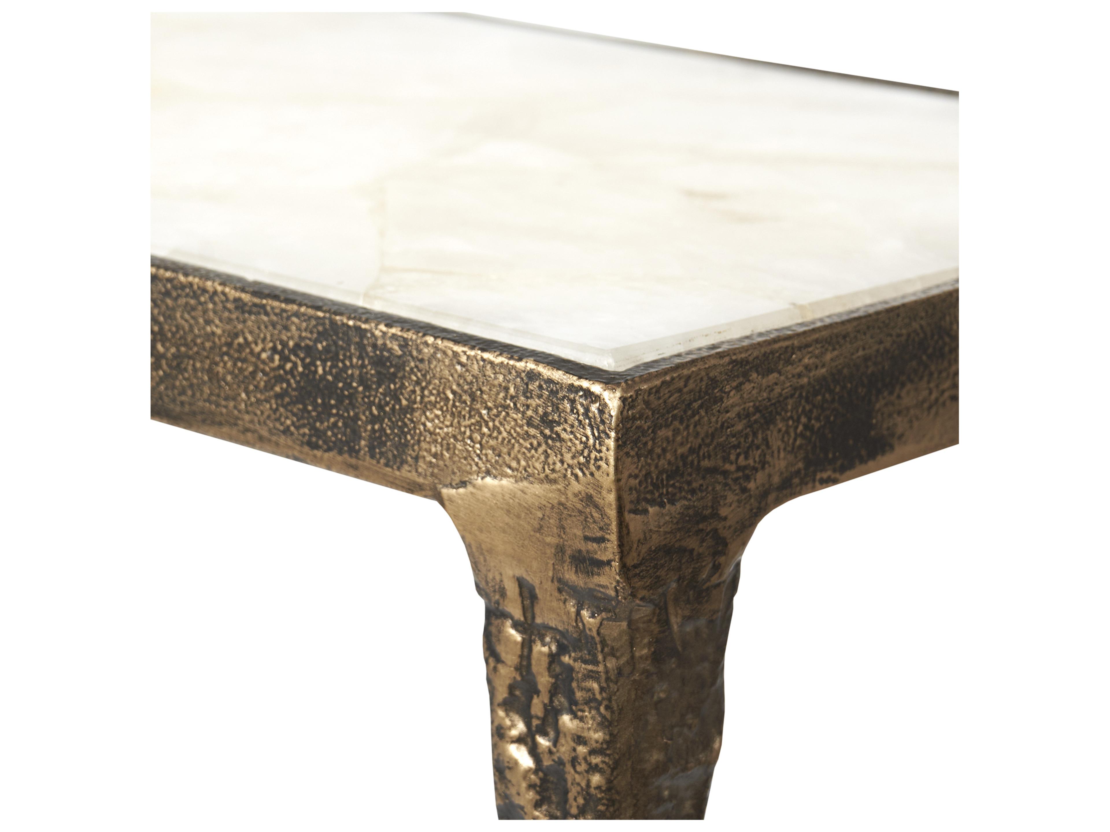 Villa & House Nora Rectangular Marble Antique Brass Console Table