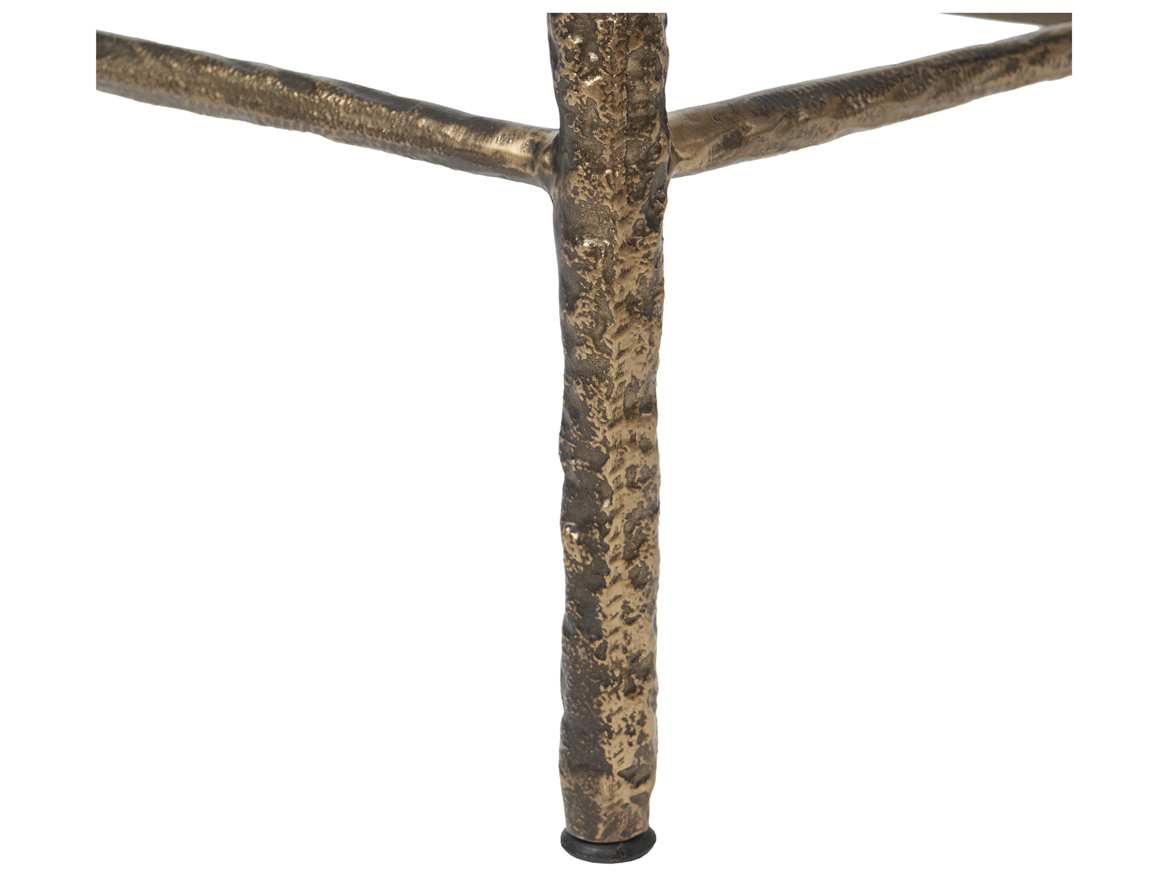 Villa & House Nora Rectangular Marble Antique Brass Console Table