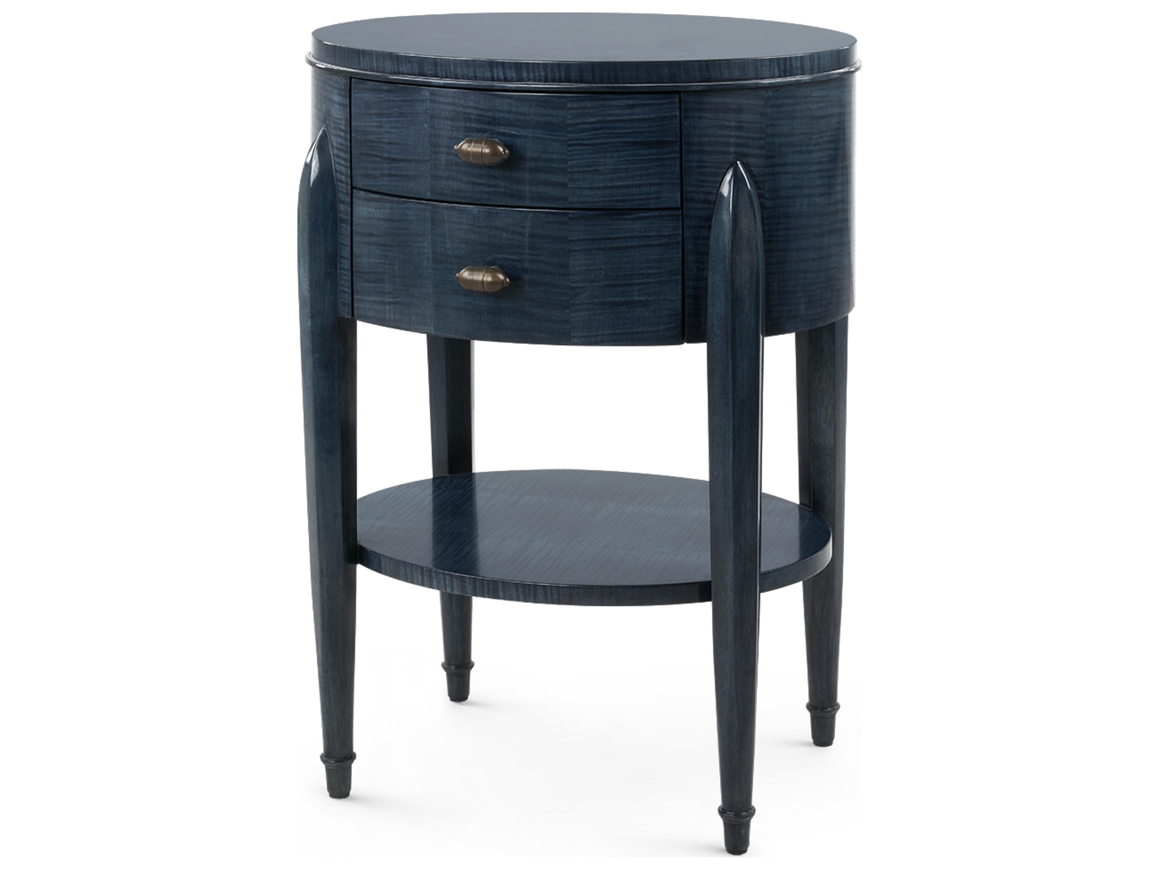 Natalie Round Wood Dusky Ocean End Table