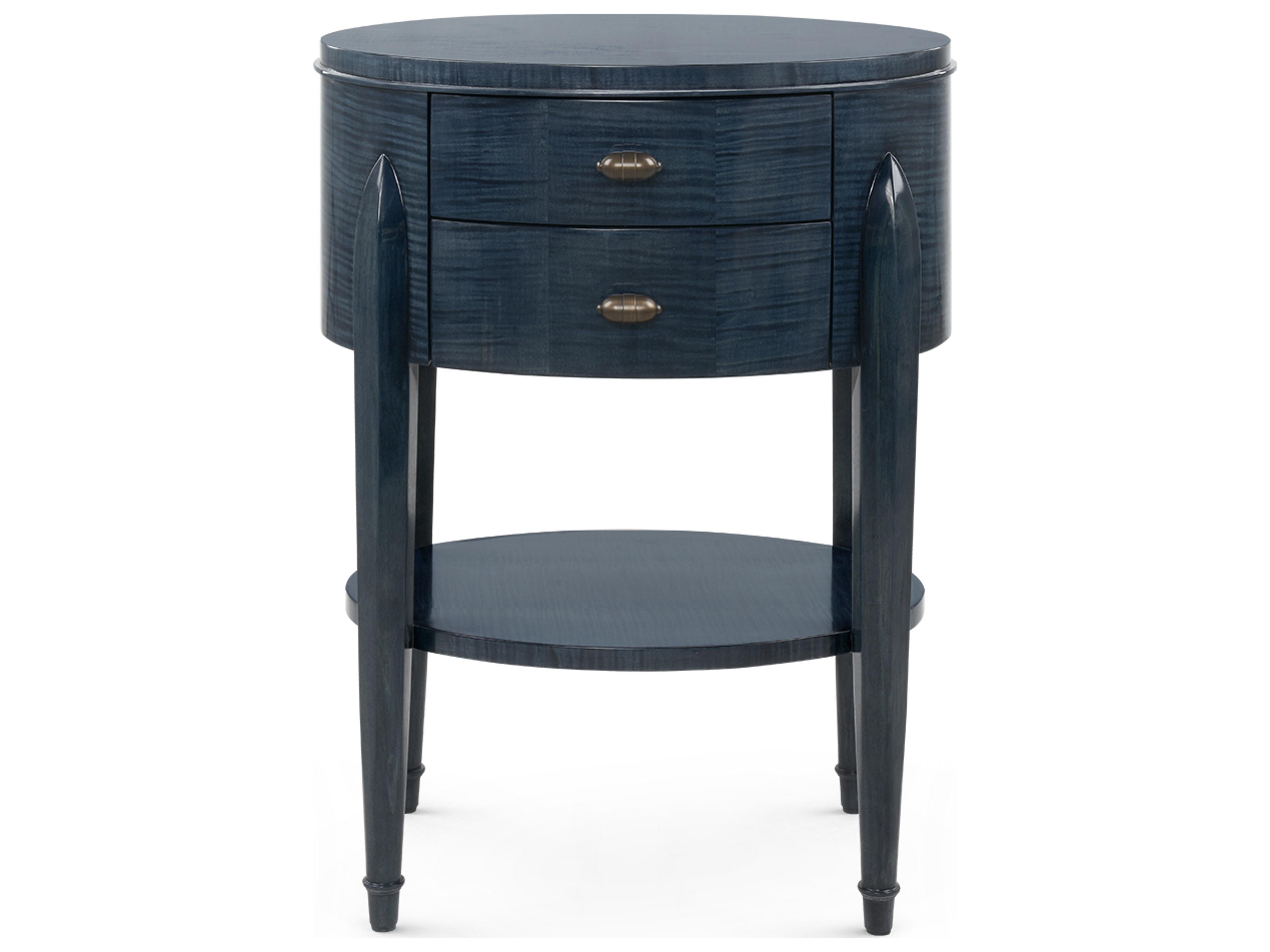 Villa & House Natalie Round Wood Dusky Ocean End Table