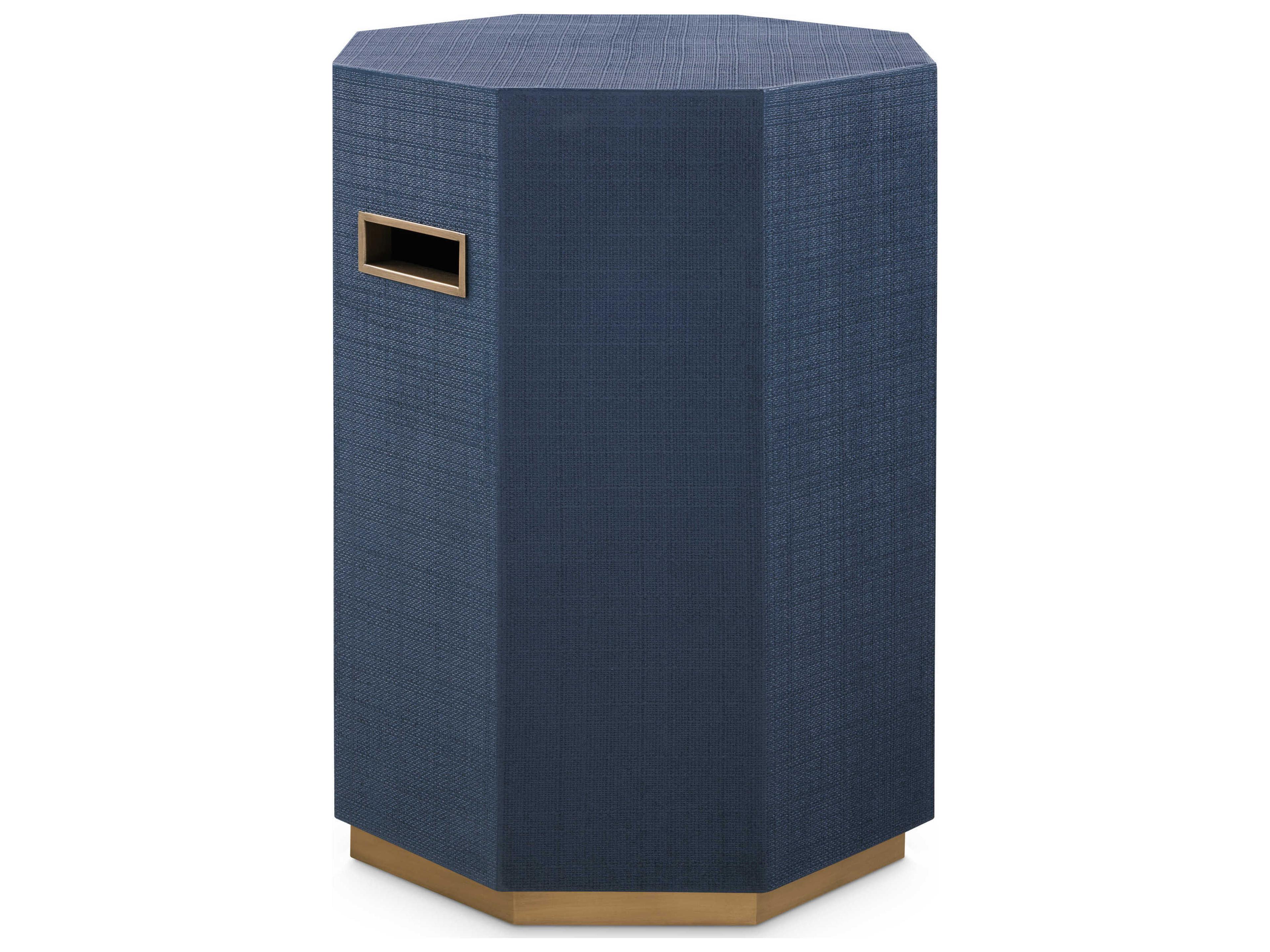 Octagon Storm Blue Fabric End Table