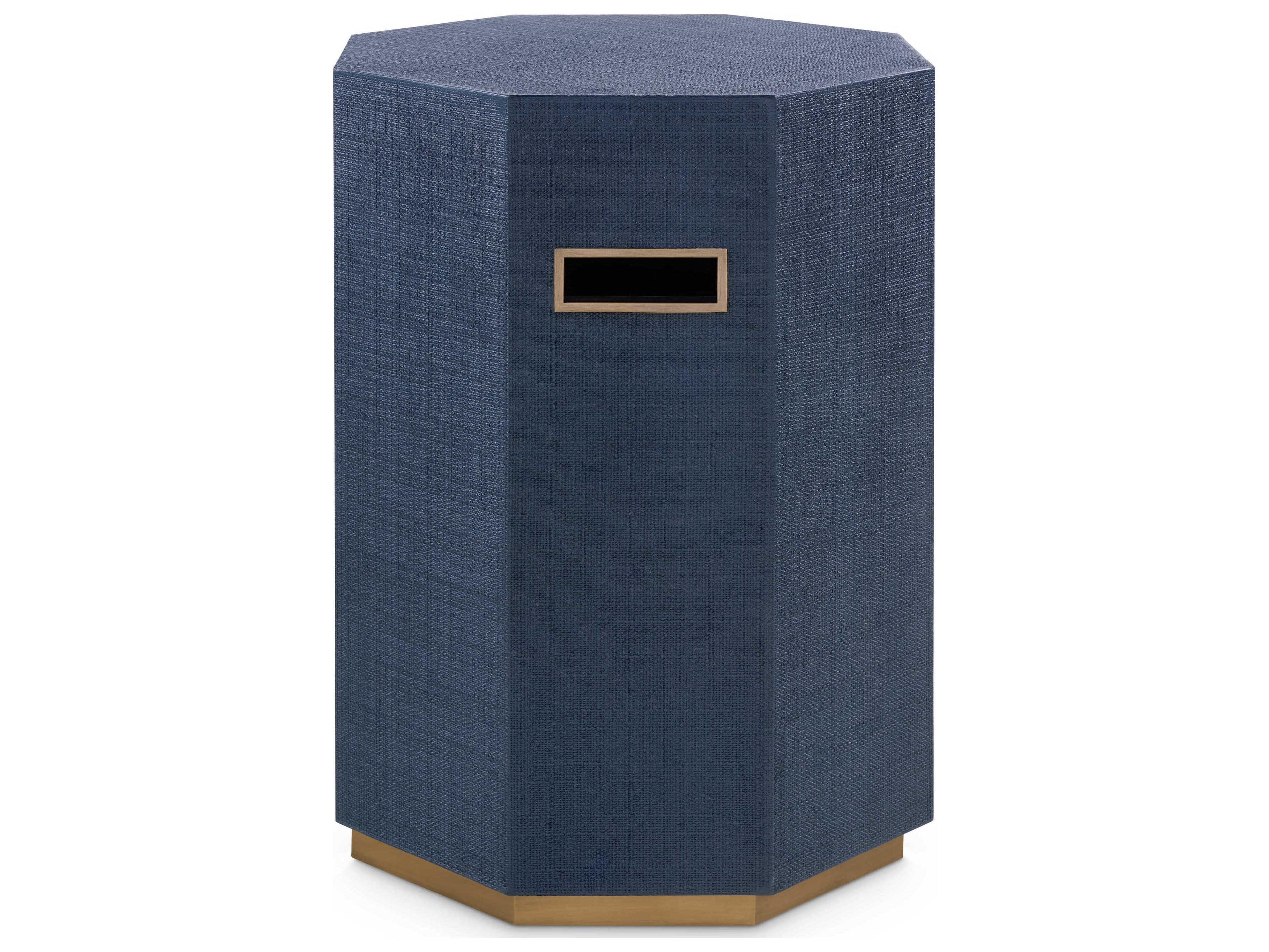 Villa & House Octagon Storm Blue Fabric End Table