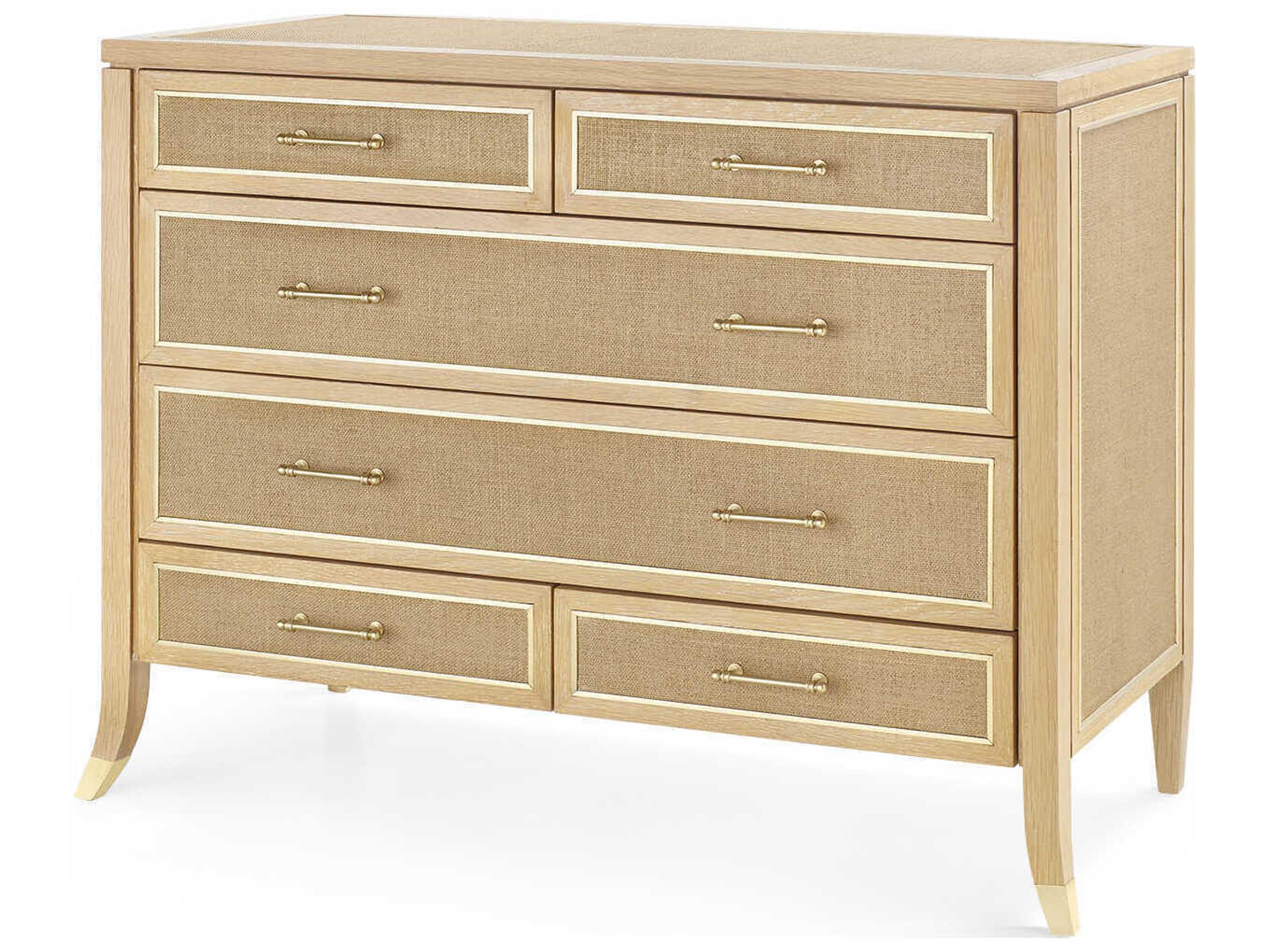 Paulina 6-Drawers Brown Oak Wood Double Dresser
