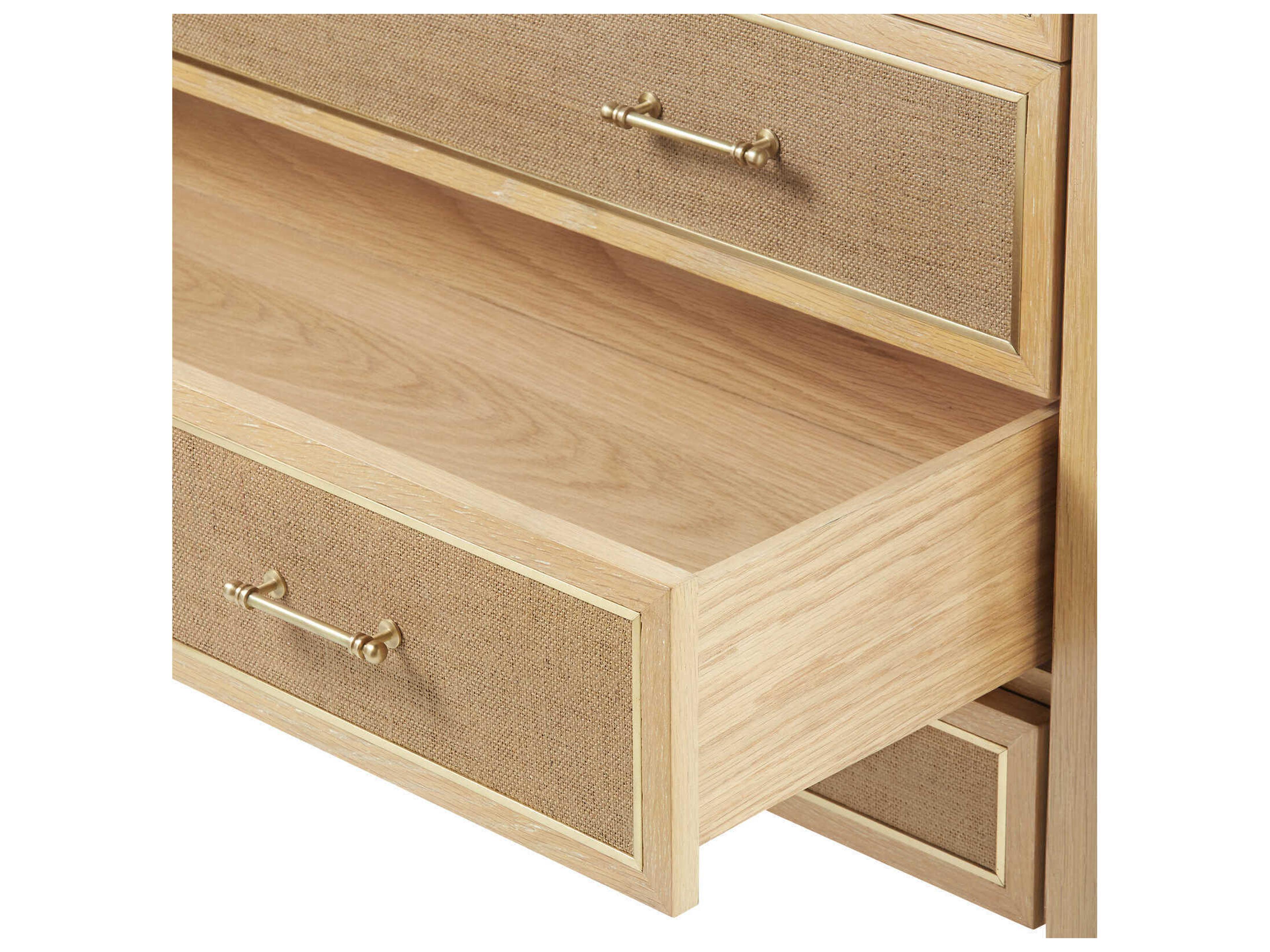 Villa & House Paulina 6-Drawers Brown Oak Wood Double Dresser
