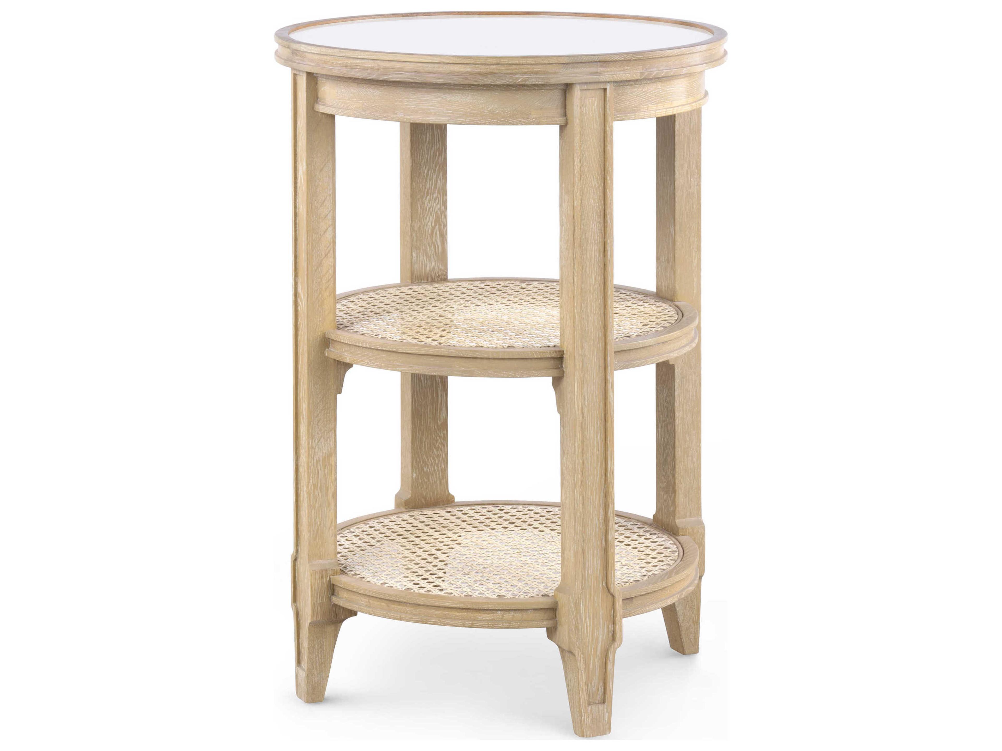 Round Glass Natural End Table