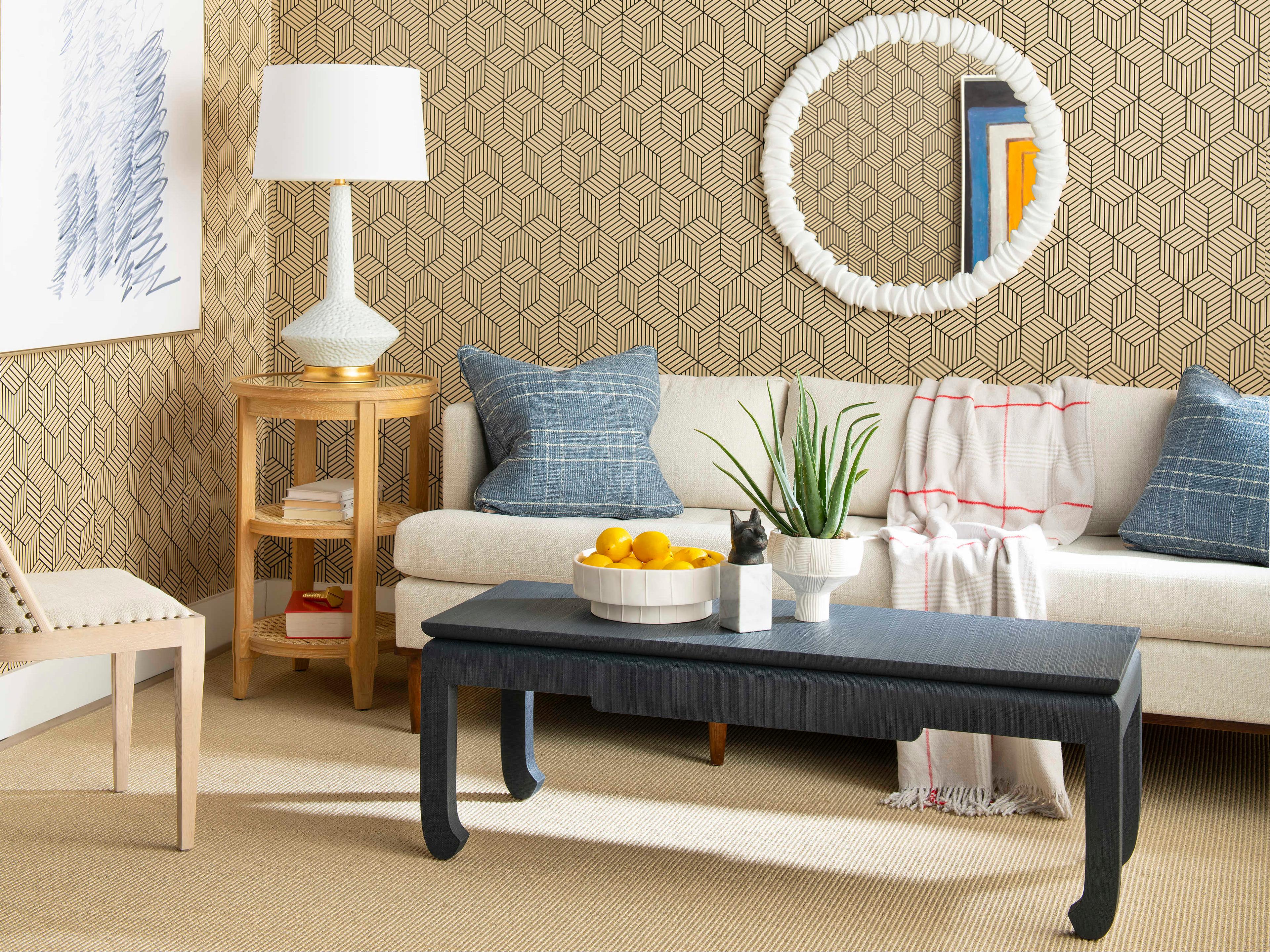 Villa & House Round Glass Natural End Table