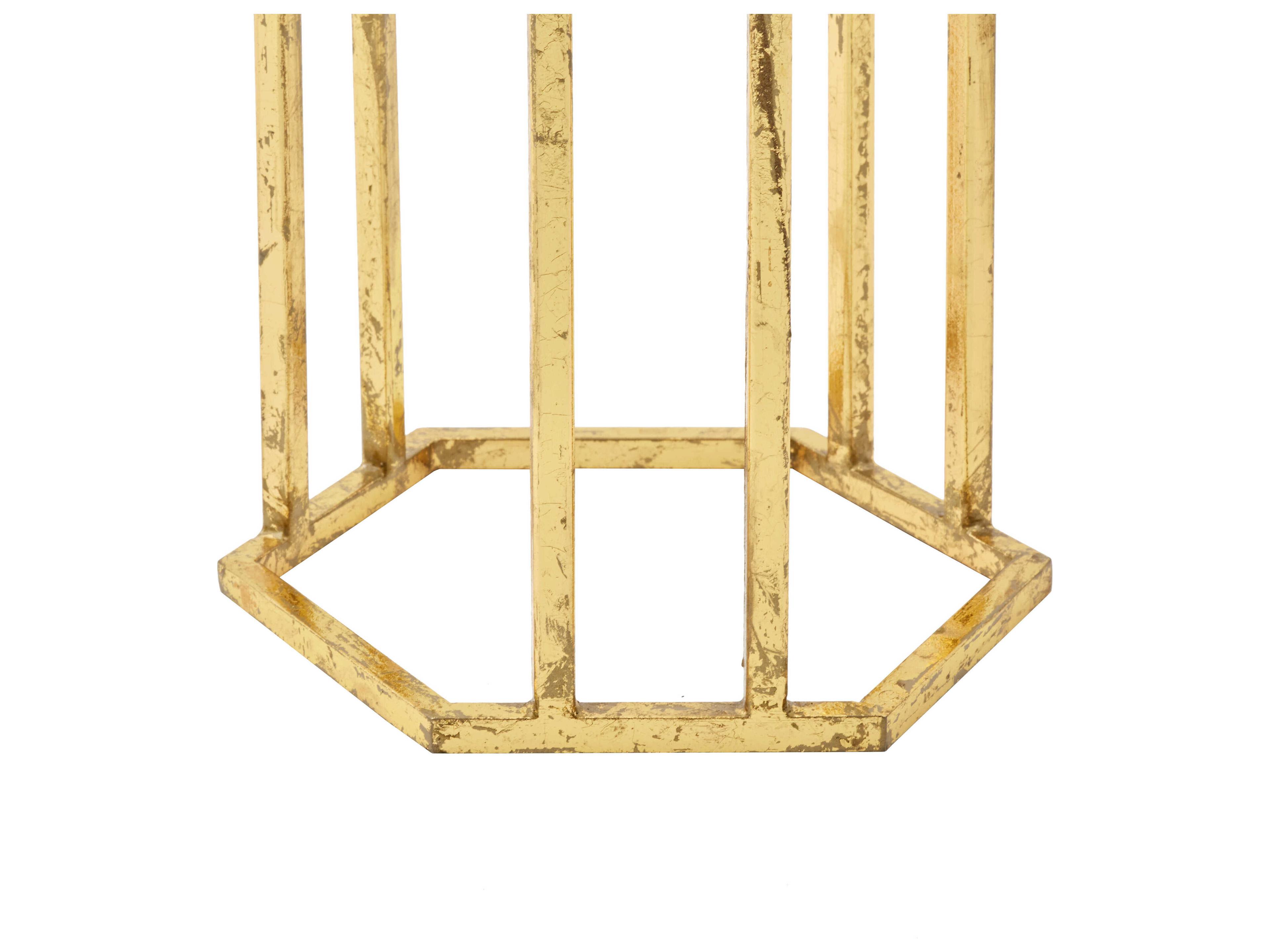 Villa & House Round Glass Gold Leaf End Table