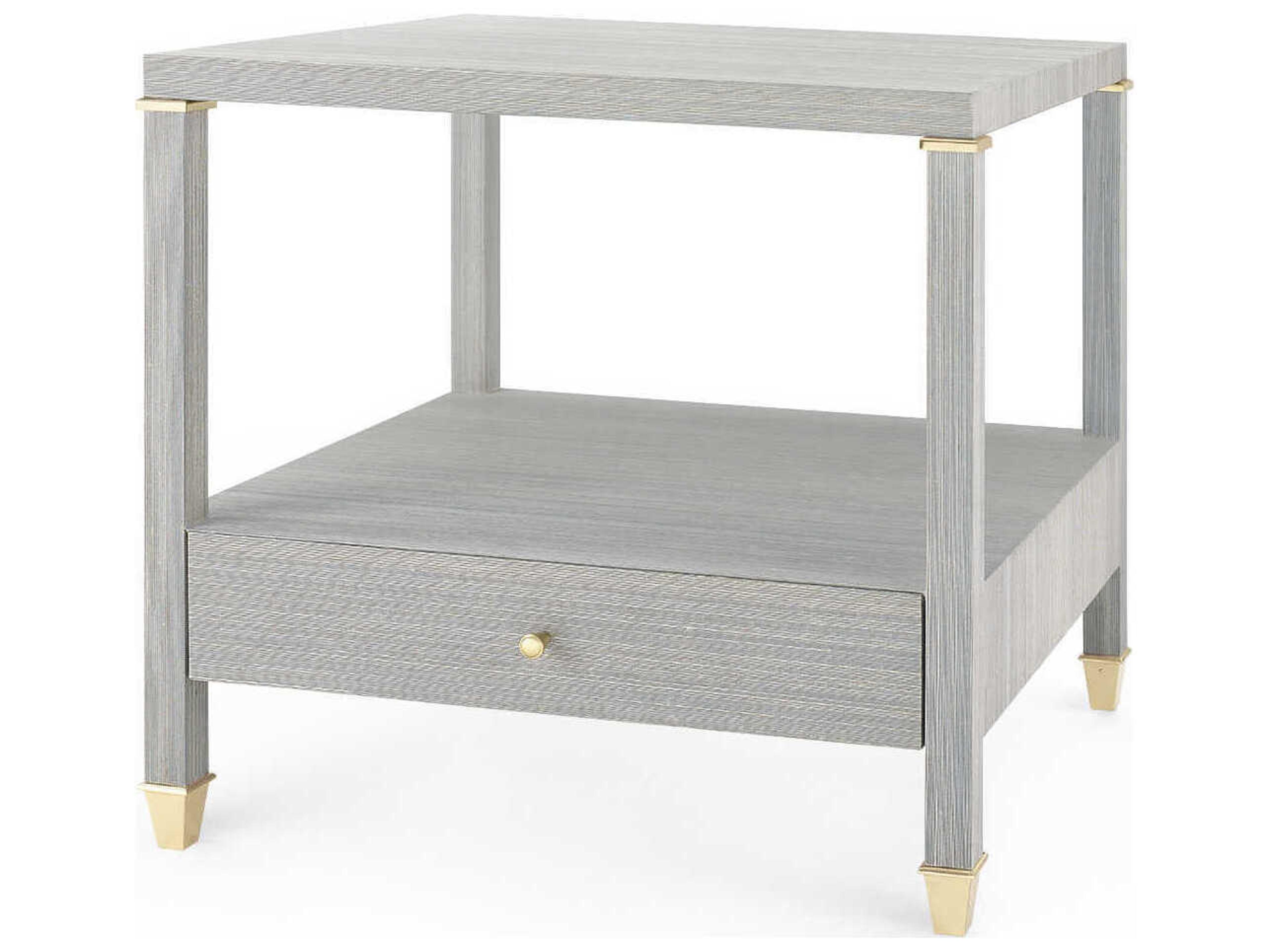 Villa & House Rectangular Wood Slate Blue Shimmer End Table