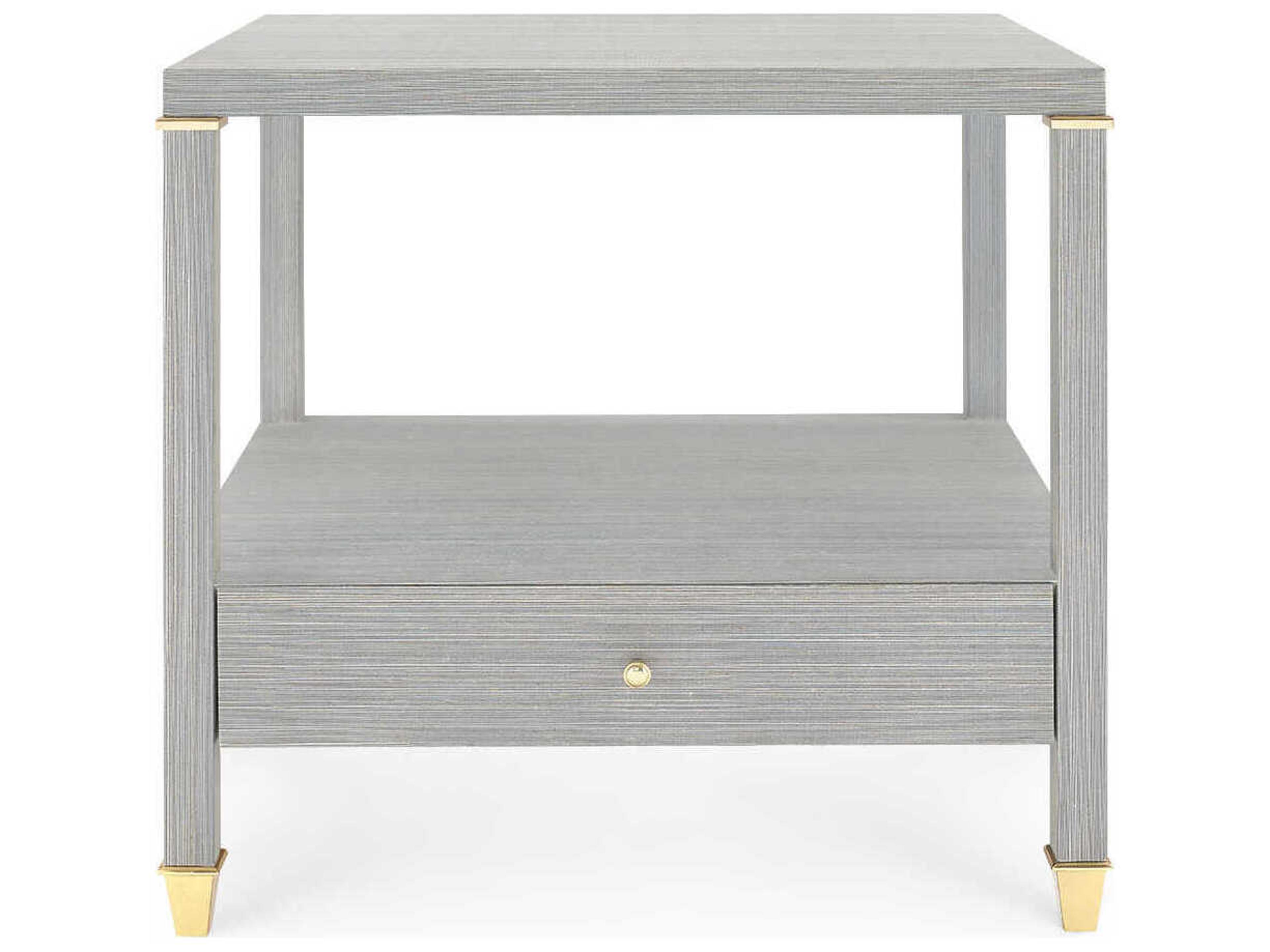 Villa & House Rectangular Wood Slate Blue Shimmer End Table