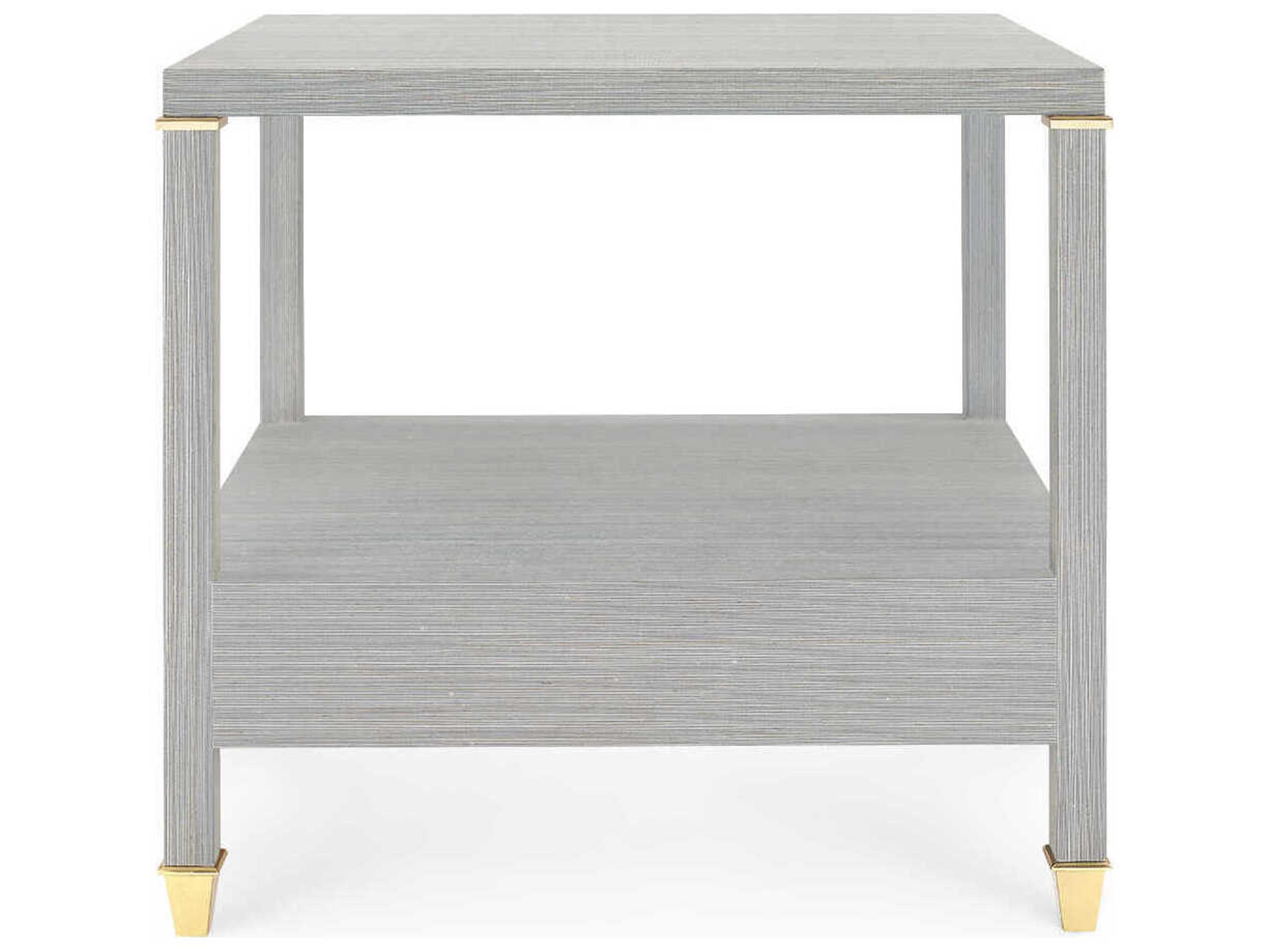 Villa & House Rectangular Wood Slate Blue Shimmer End Table