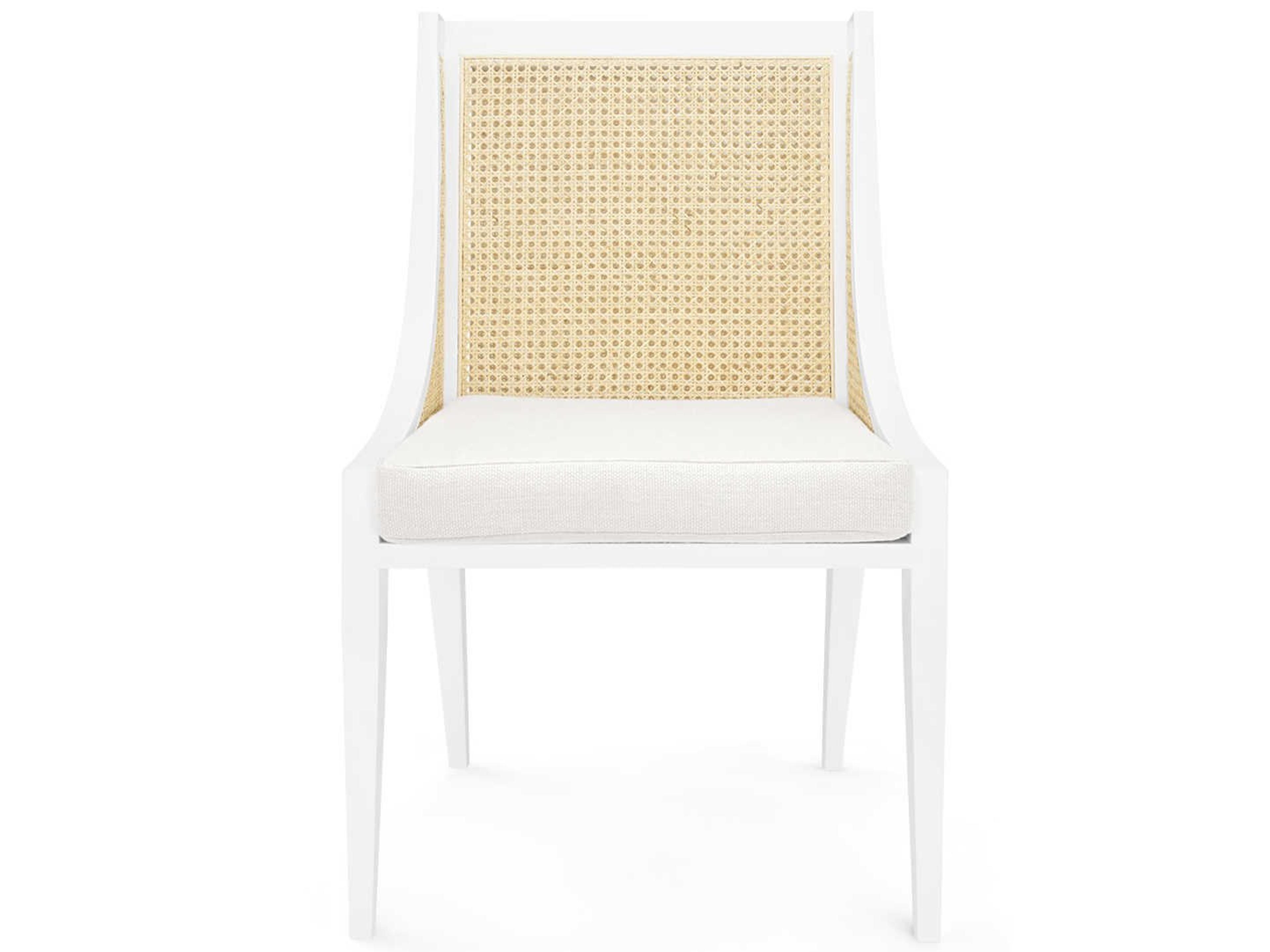 Villa & House Mahogany Wood White Upholstered Arm Dining Chair