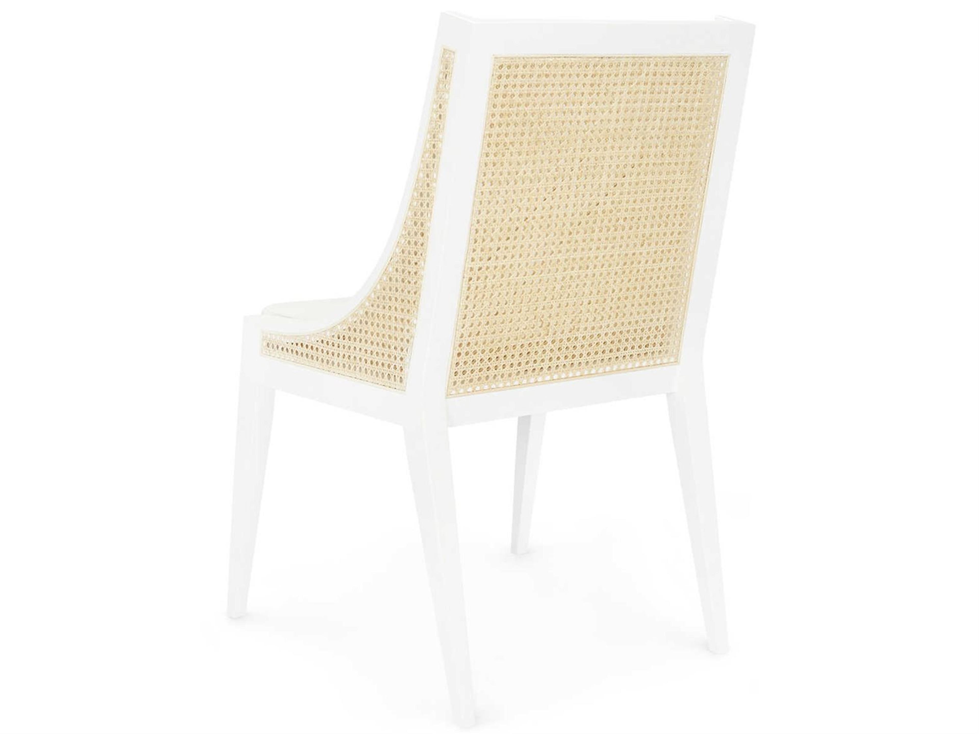 Villa & House Mahogany Wood White Upholstered Arm Dining Chair