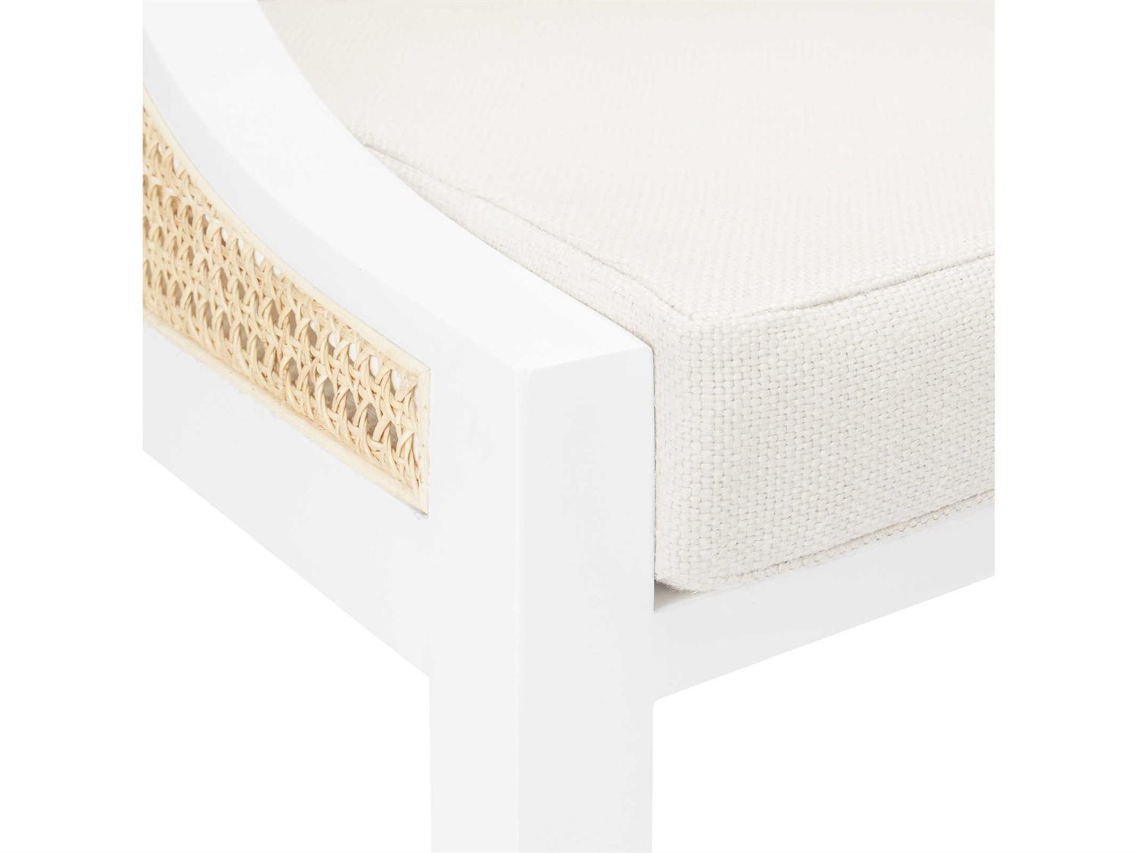 Villa & House Mahogany Wood White Upholstered Arm Dining Chair