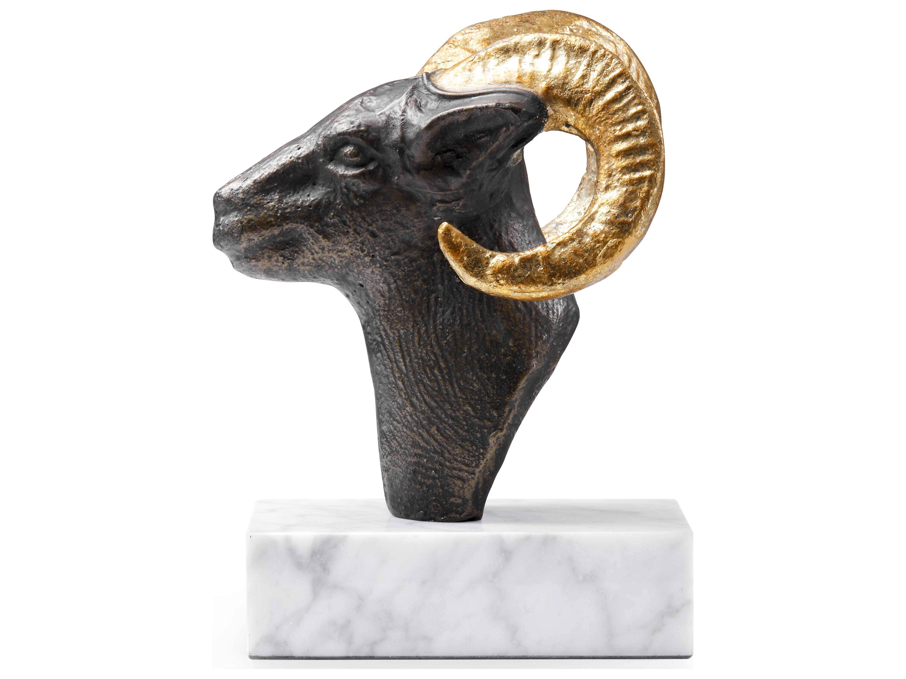Villa & House Gold And Bronze Ram Statue