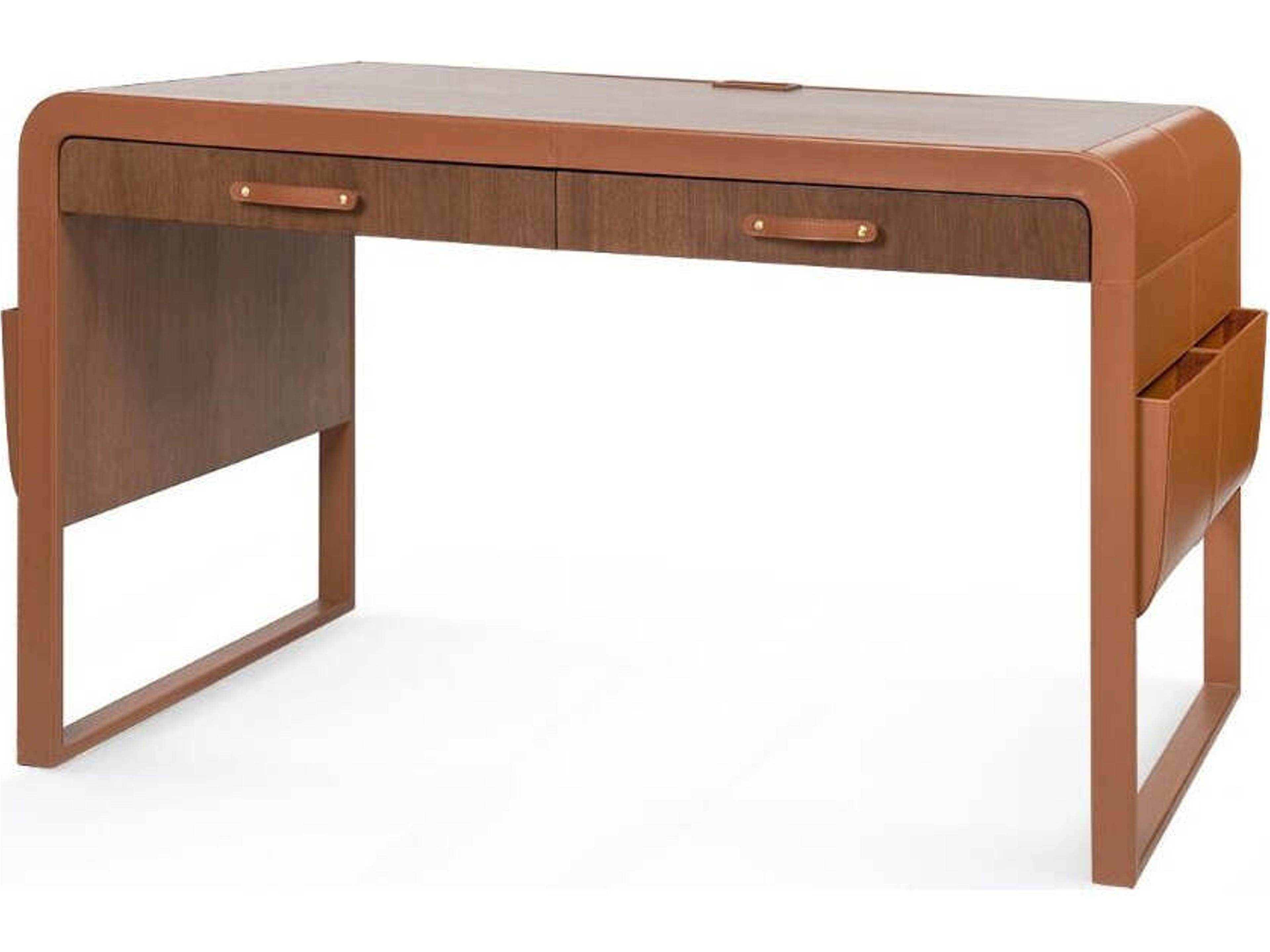 Roberto Tan Brown Walnut Wood Writing Desk