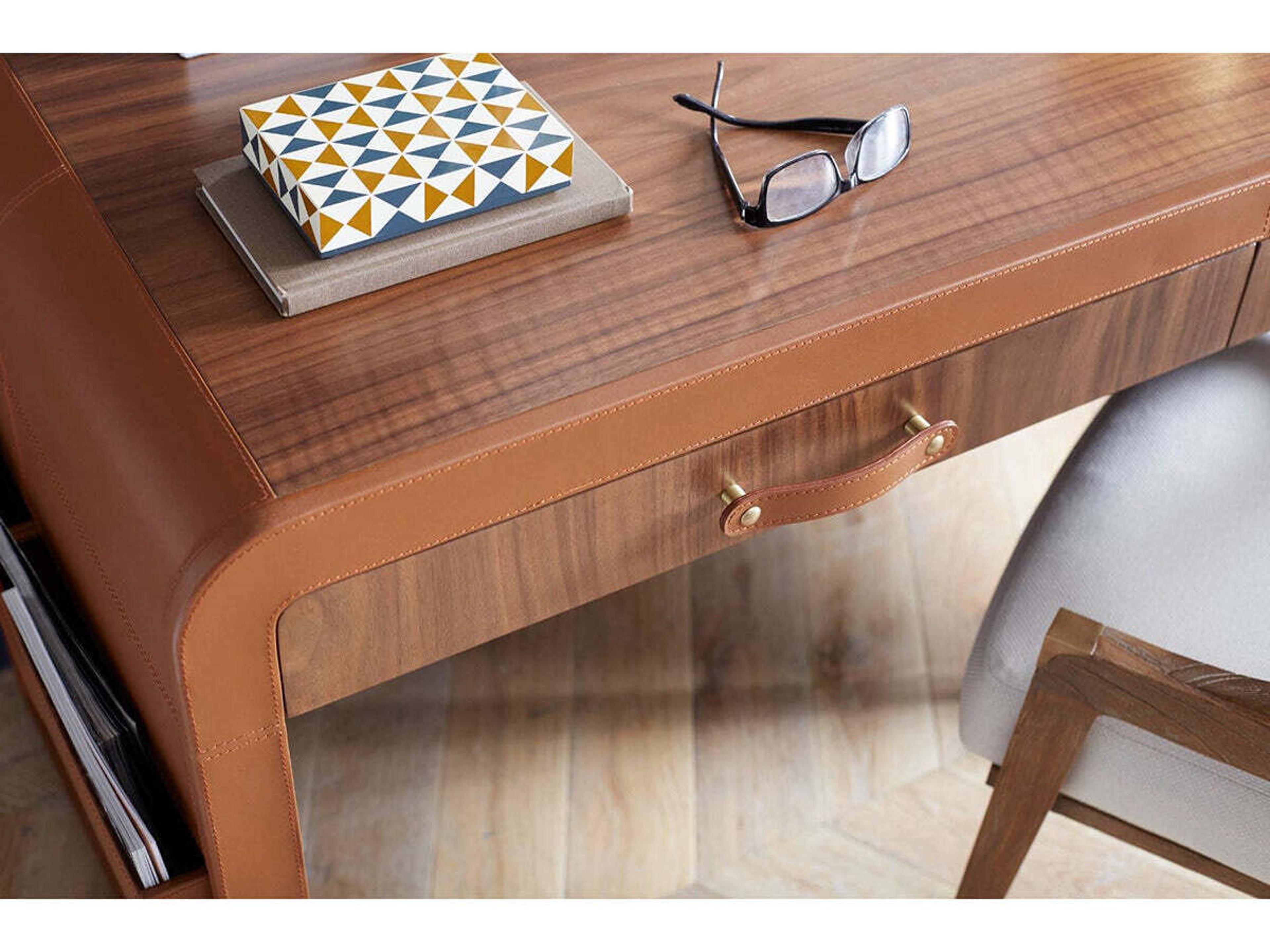 Villa & House Roberto Tan Brown Walnut Wood Writing Desk