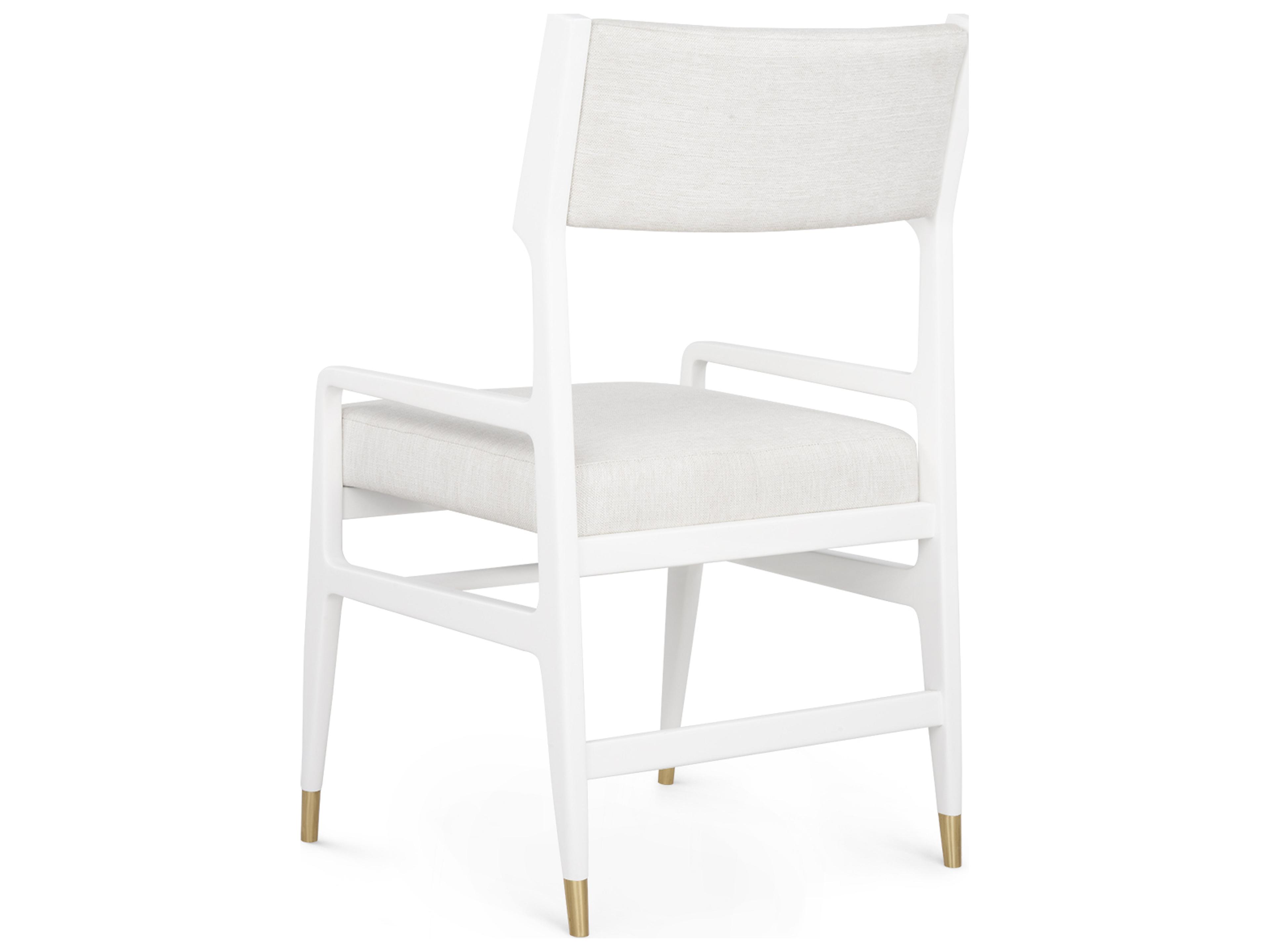 Villa & House Renata Mahogany Wood White Upholstered Arm Dining Chair