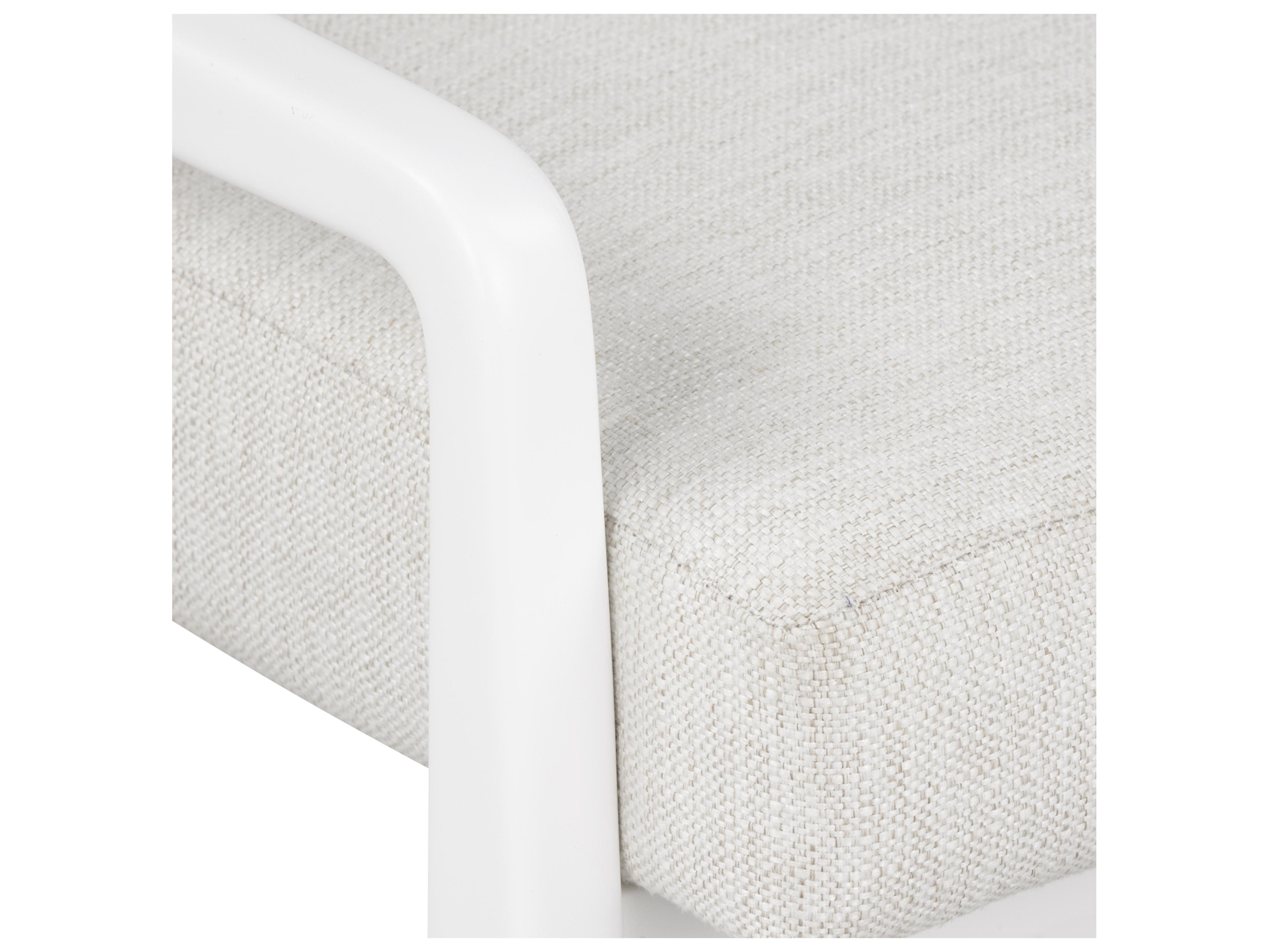 Villa & House Renata Mahogany Wood White Upholstered Arm Dining Chair