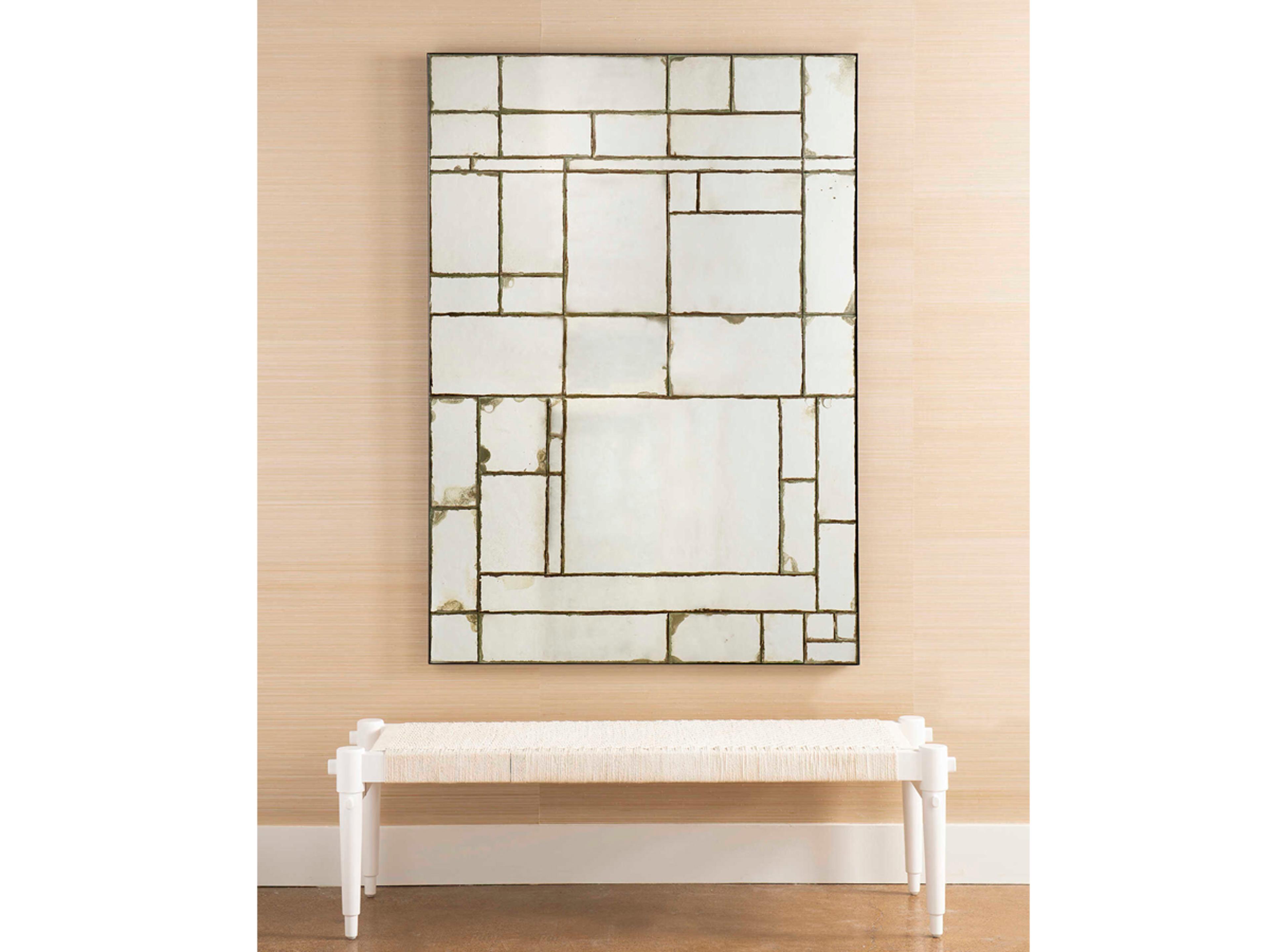 Villa & House Whitewashed Cotton White Accent Bench