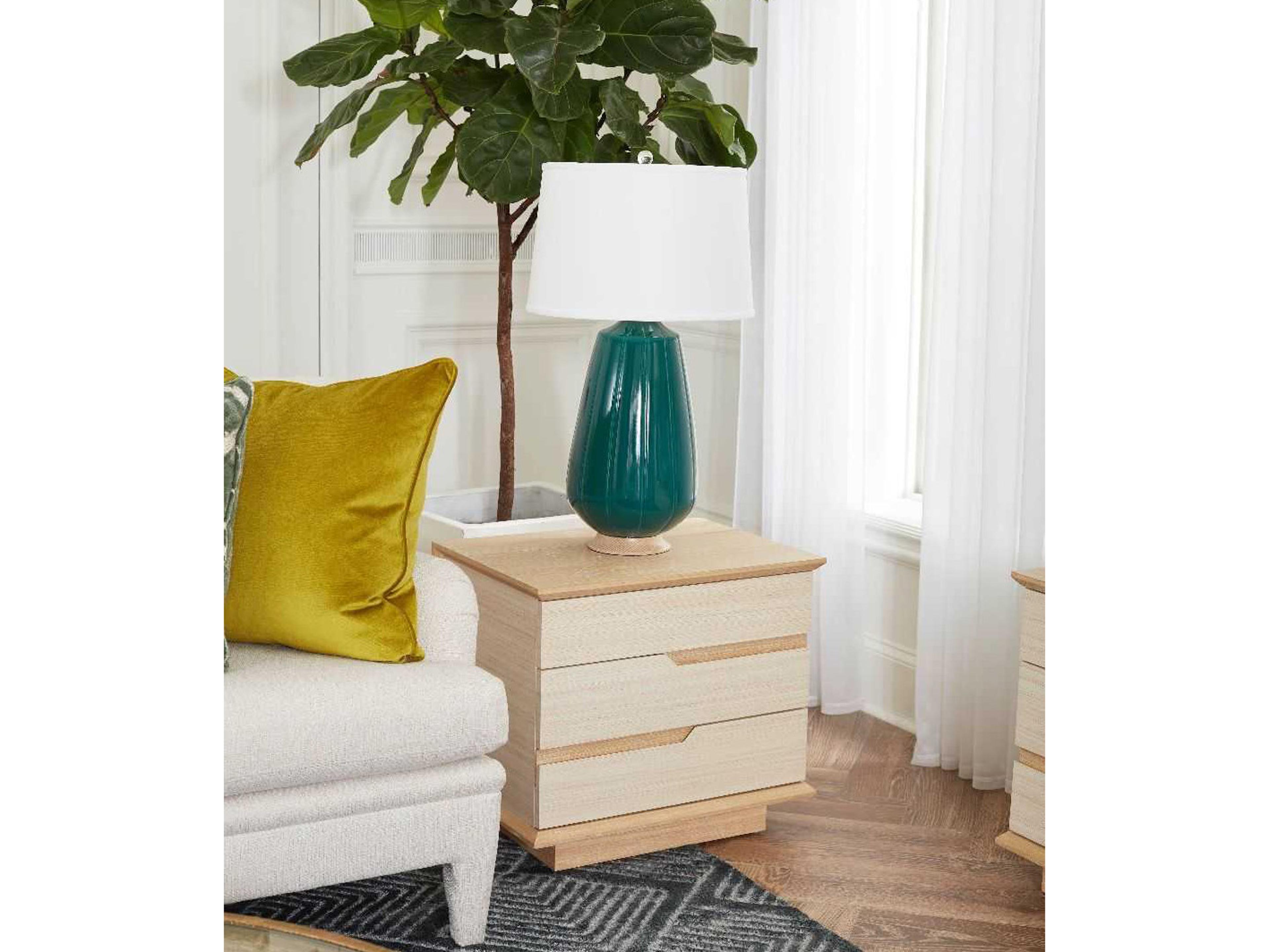 Villa & House Simon 3 - Drawer Rectangular Wood Light Natural Shimmer End Table