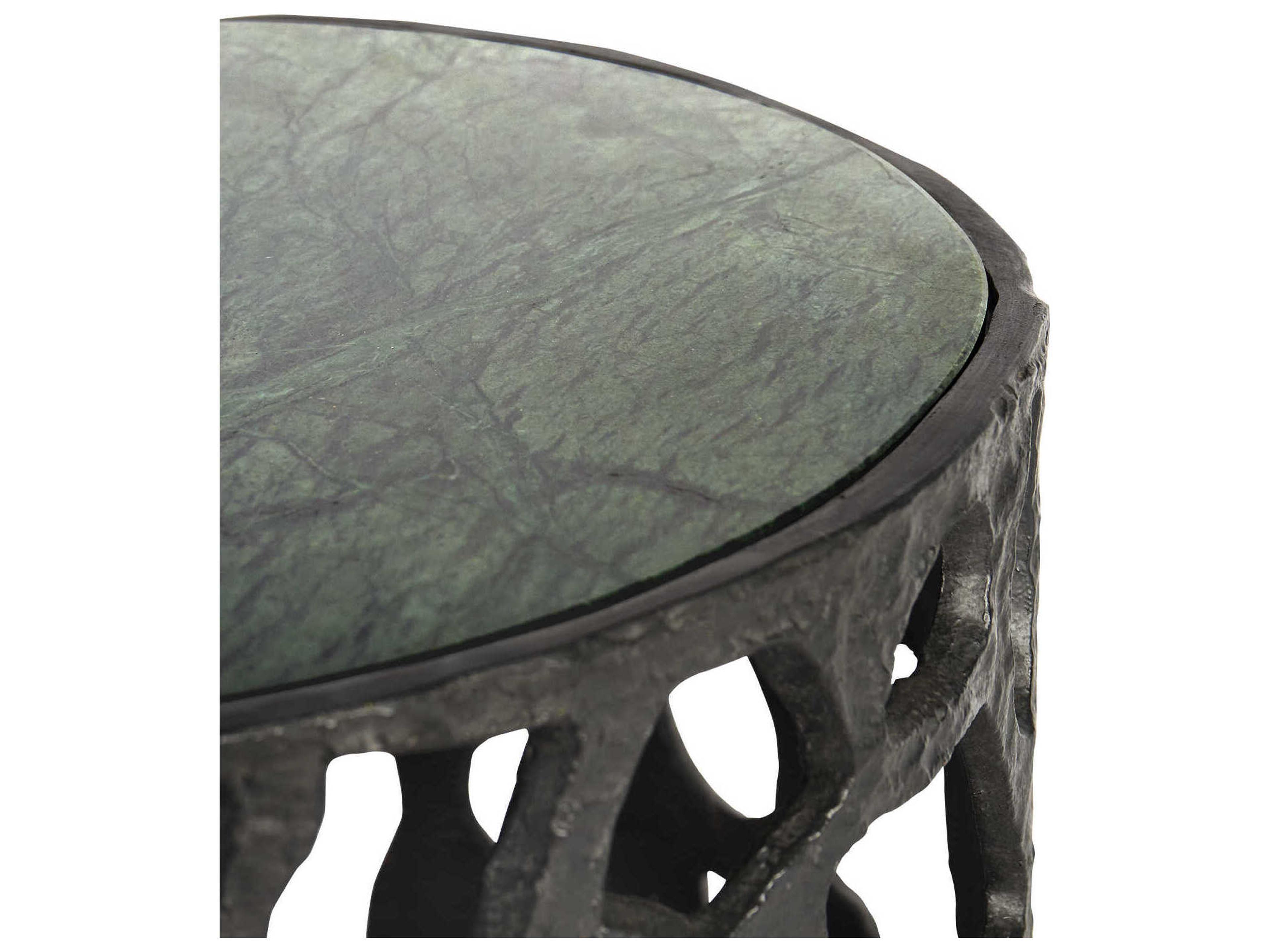 Villa & House Shina Round Marble Blackened Bronze End Table