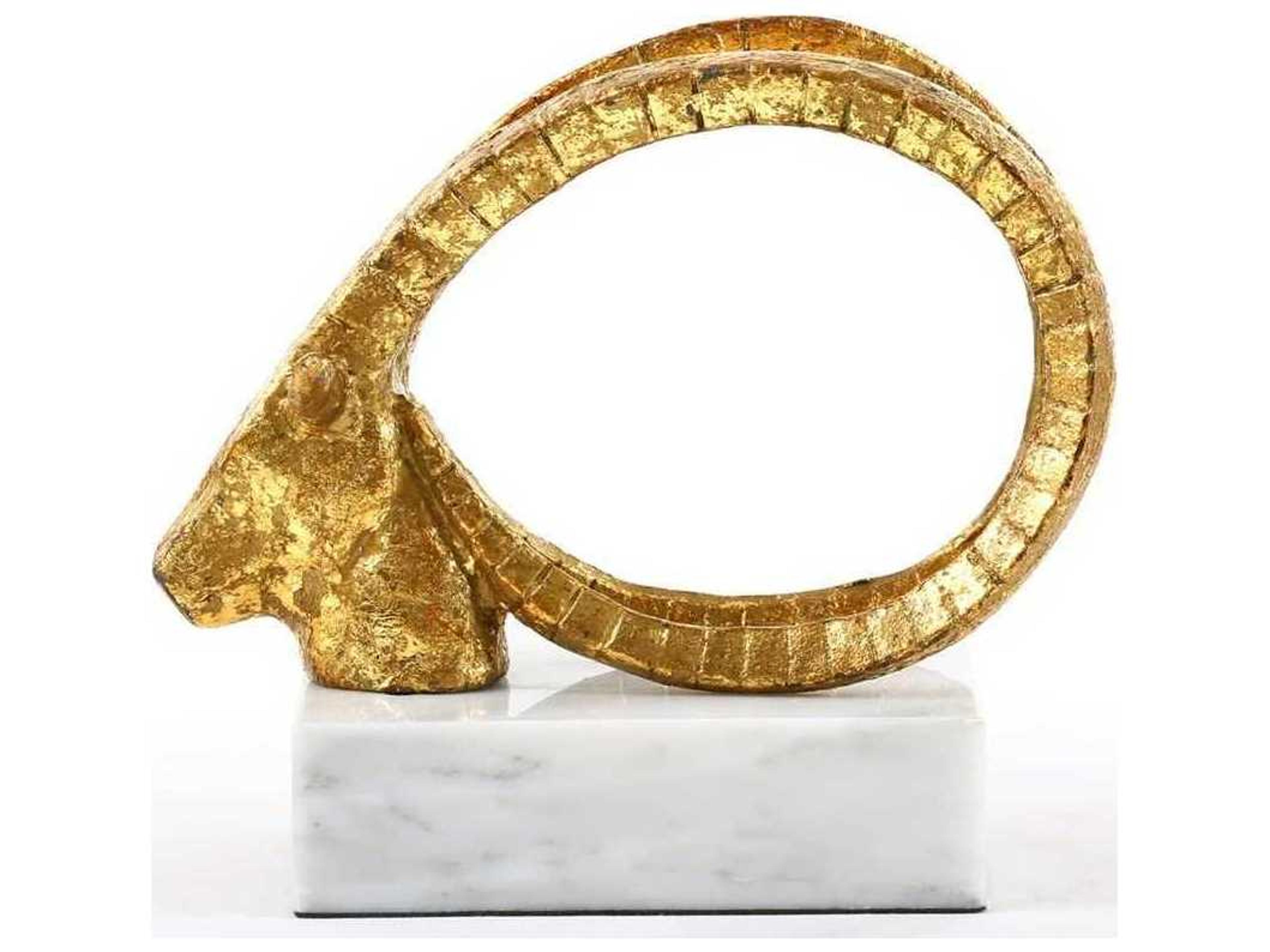 Villa & House Accent Gold Leaf White Marble Sculpture