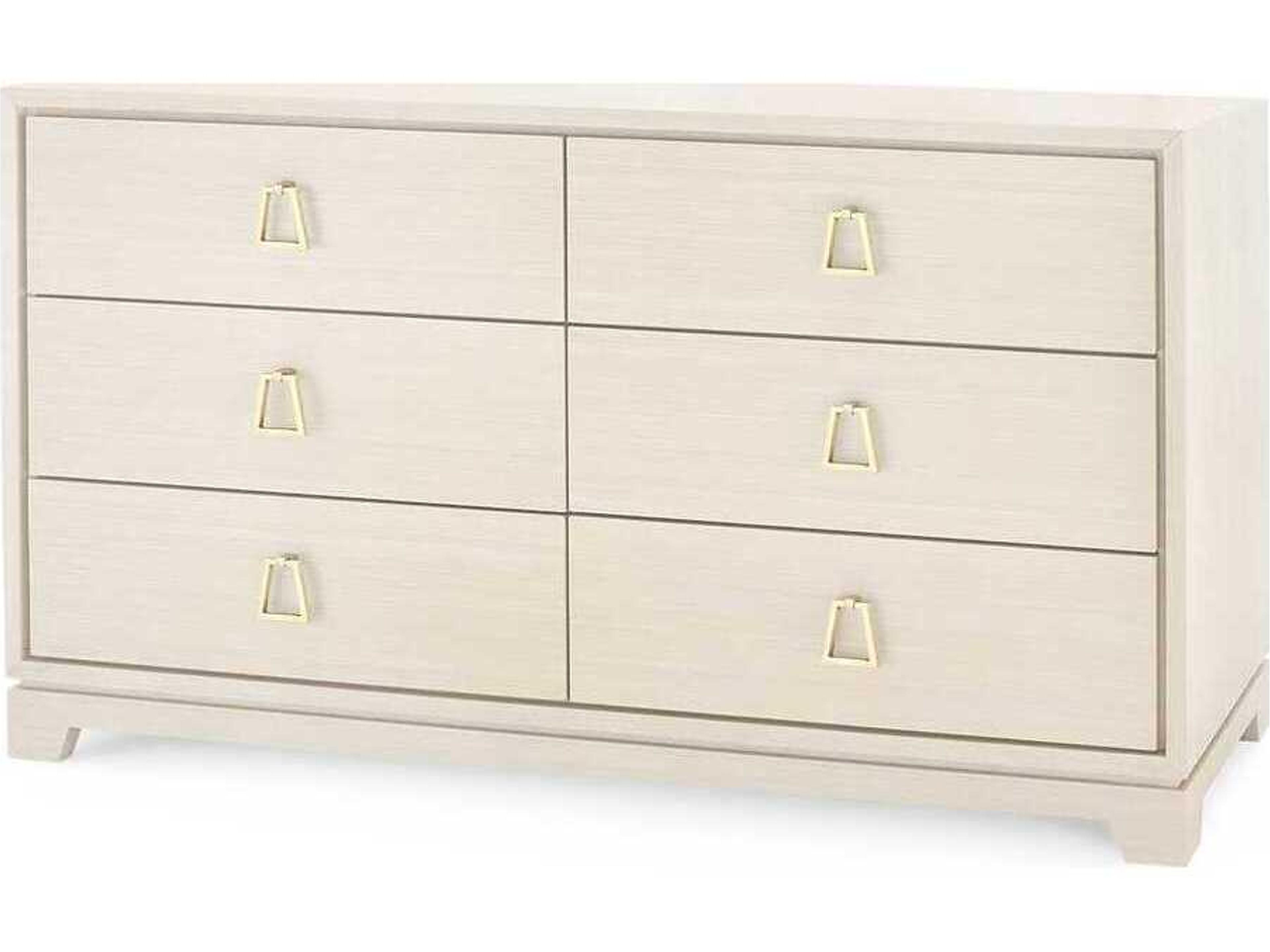 Stanford 6-Drawers Beige Oak Wood Double Dresser