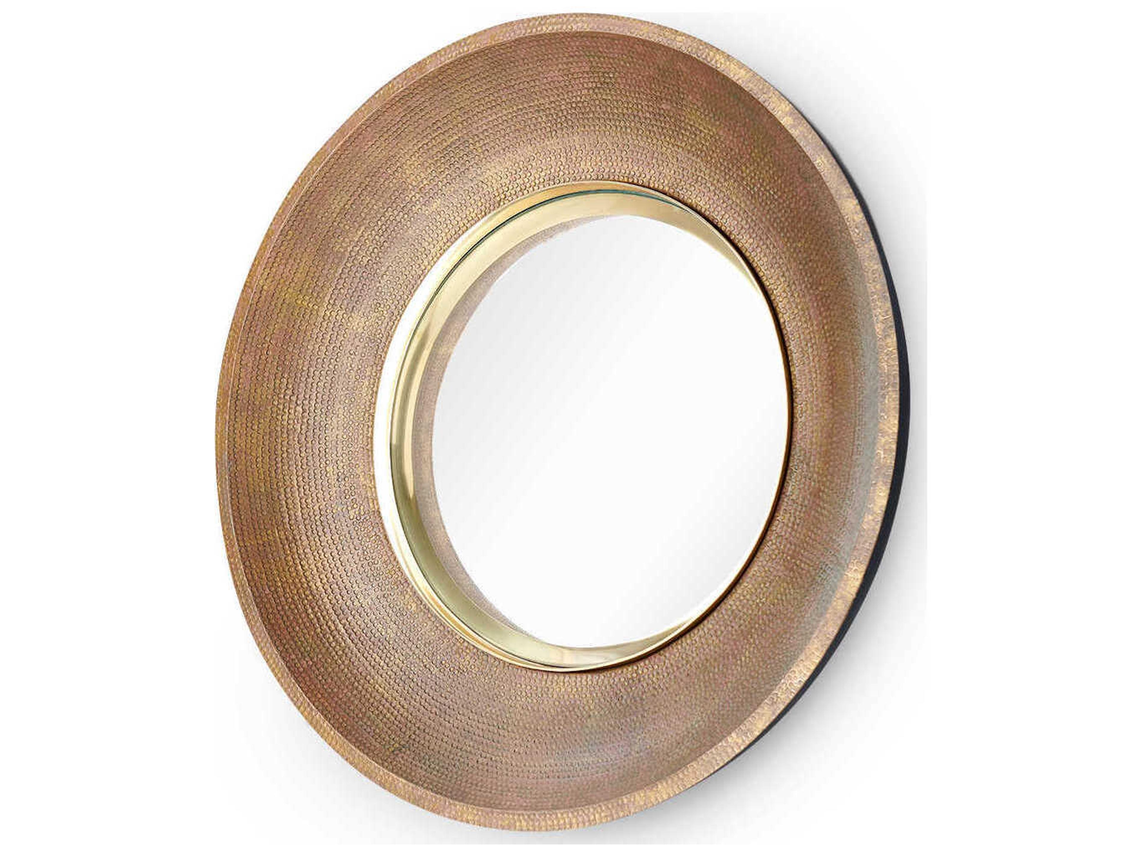 Stella Antique Brass Round Wall Mirror