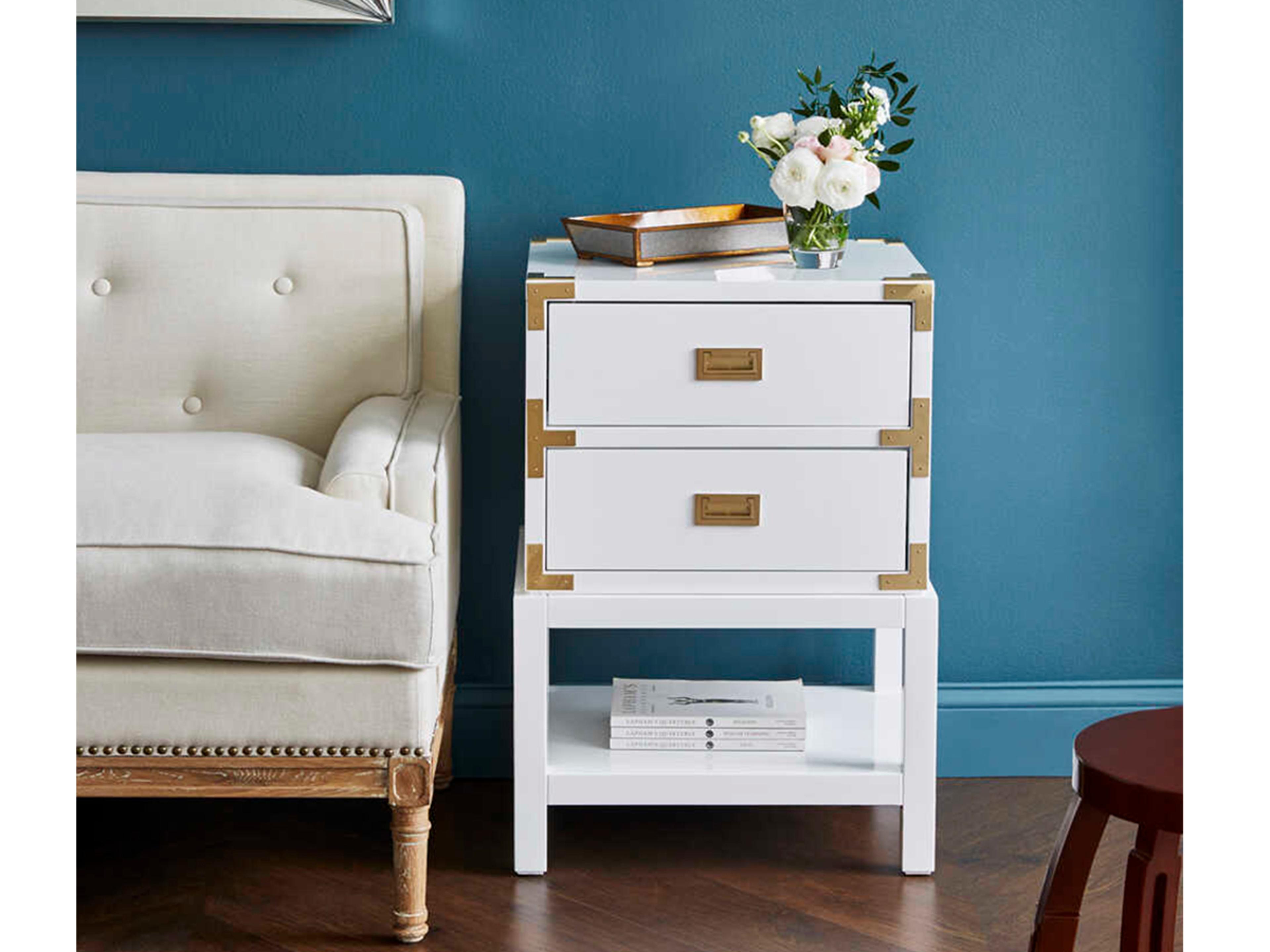 Villa & House Rectangular Wood Gloss White End Table