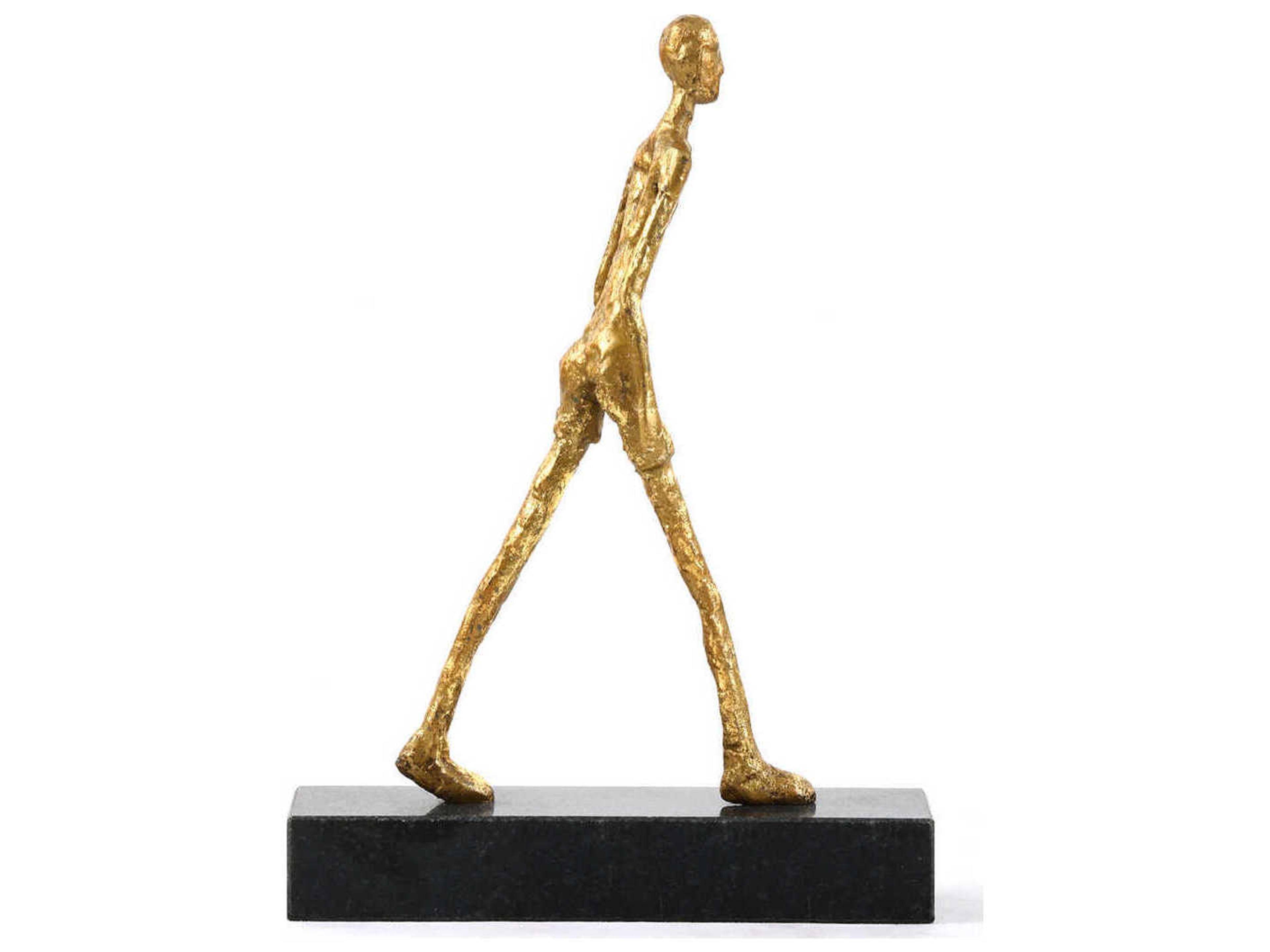 Villa & House Walking Man Gold Leaf Sculpture