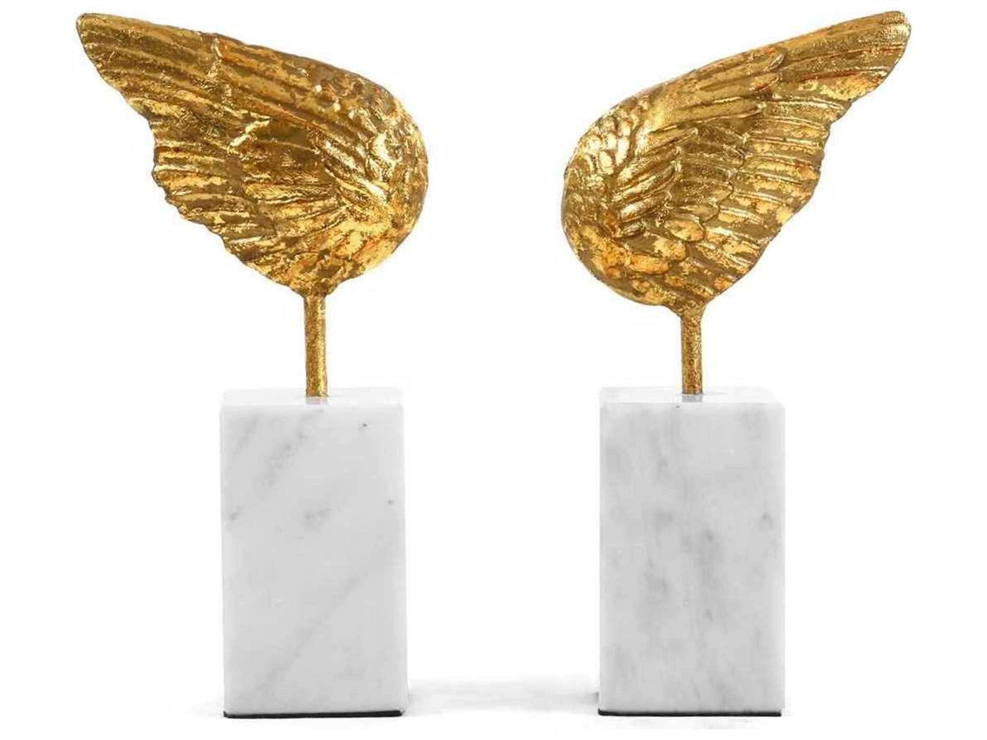 Villa & House Accent Gold Leaf White Marble Bookend