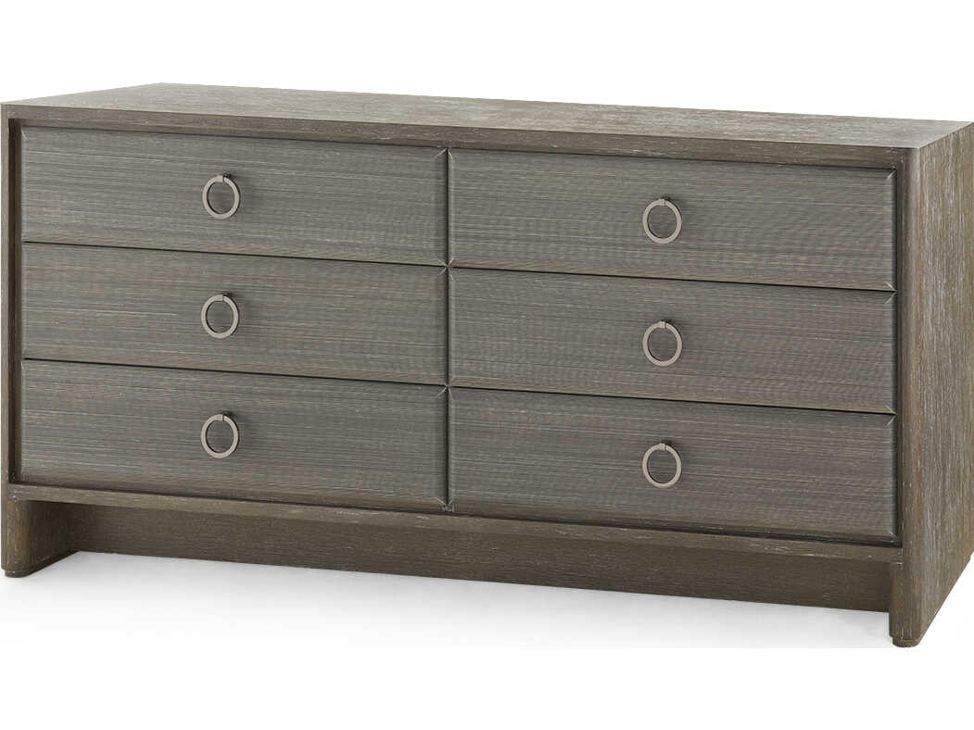 Wesley 6-Drawers Oak Wood Double Dresser