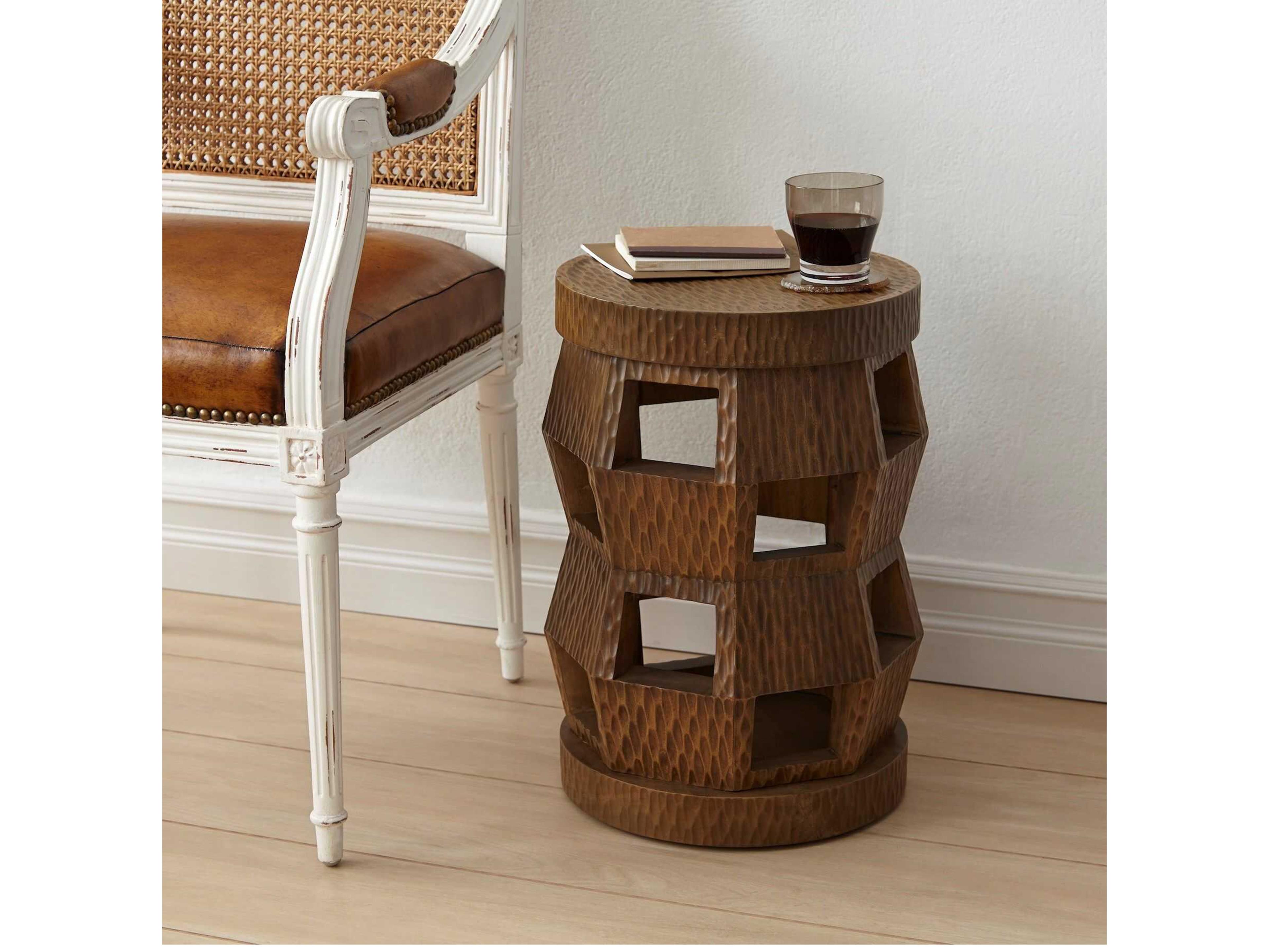Villa & House Round Wood Desert Brown End Table