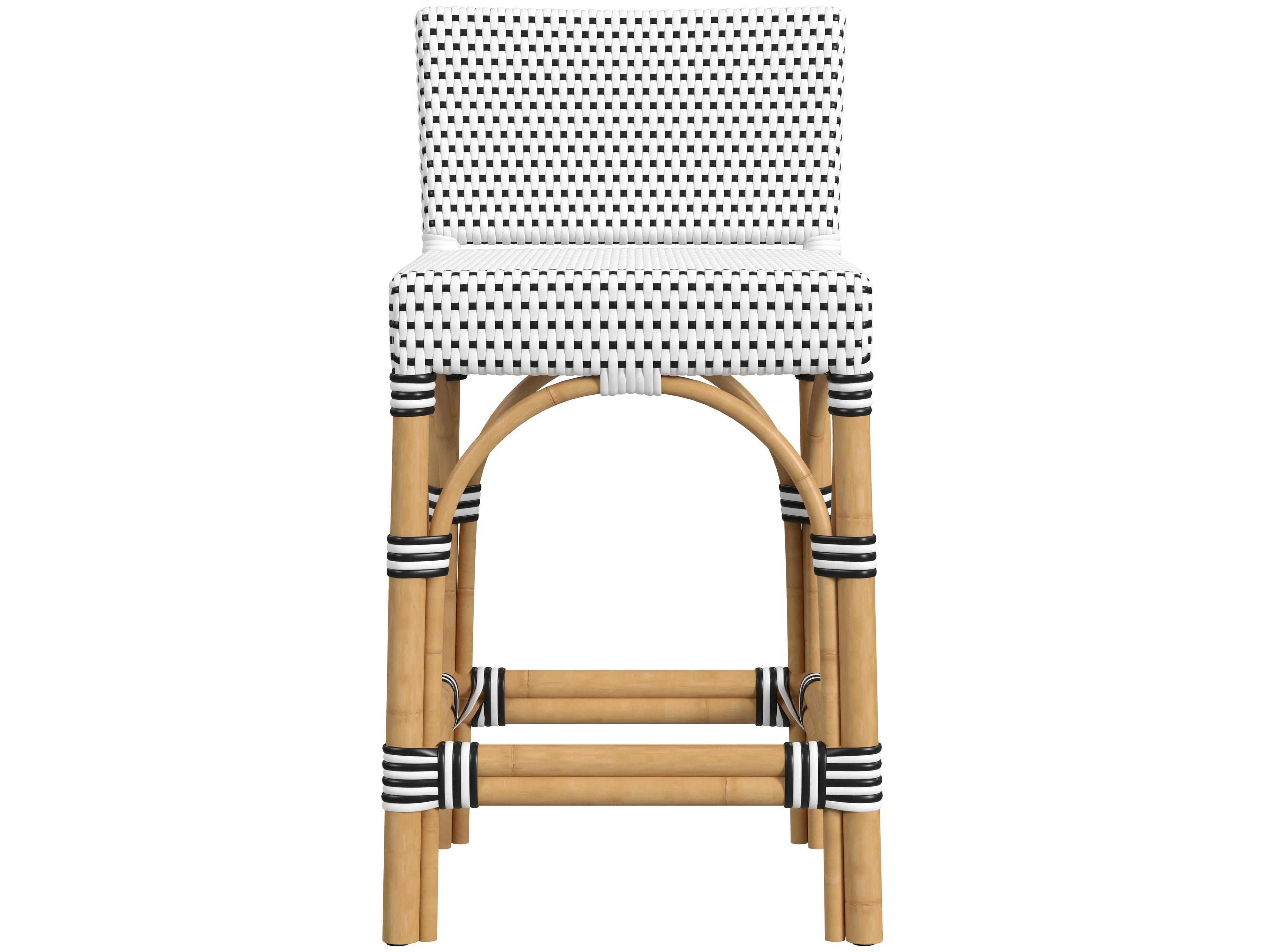 Butler Outdoor Amalfi Black White Aluminum Wicker Bar Stool
