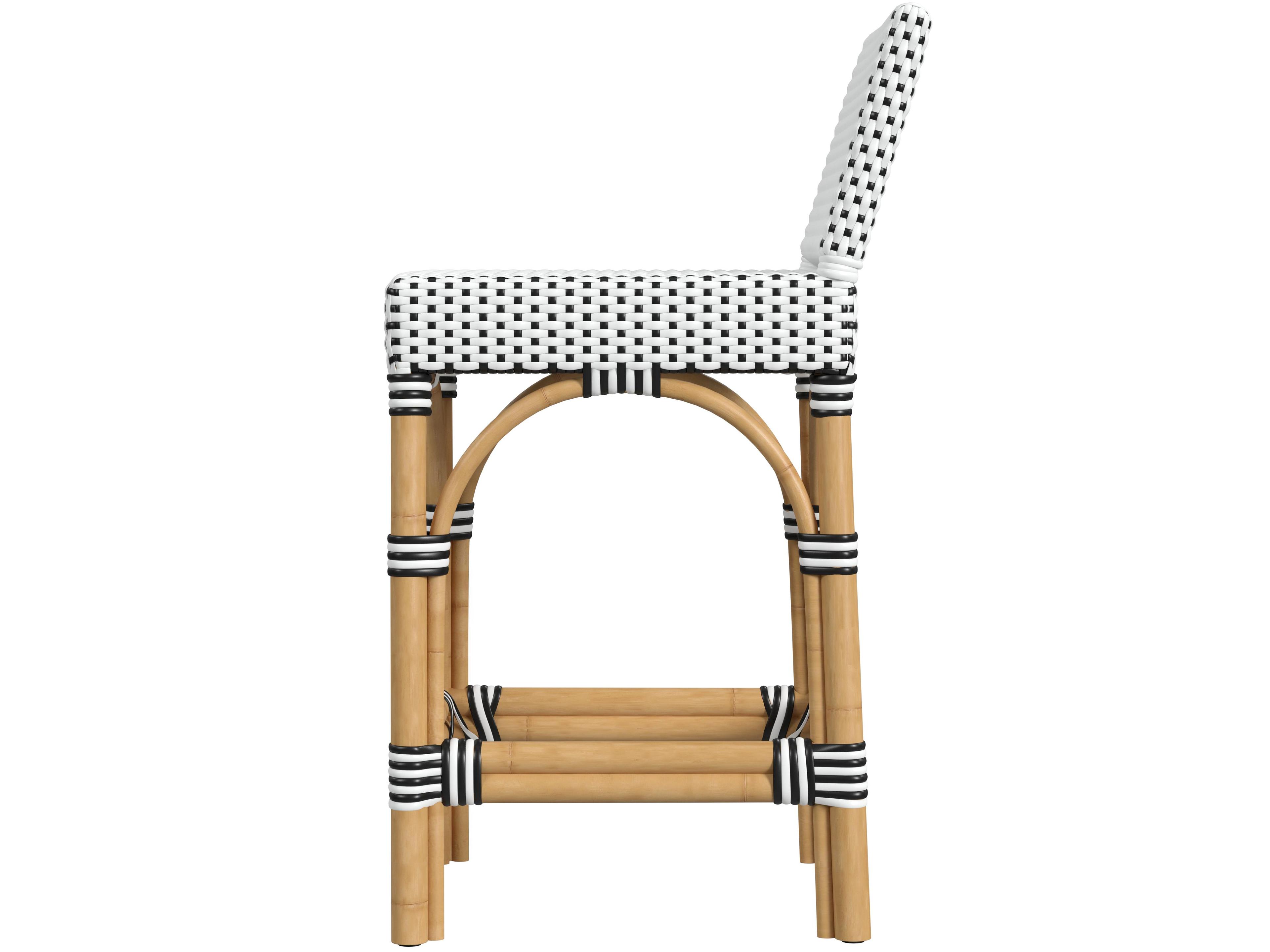 Butler Outdoor Amalfi Black White Aluminum Wicker Bar Stool