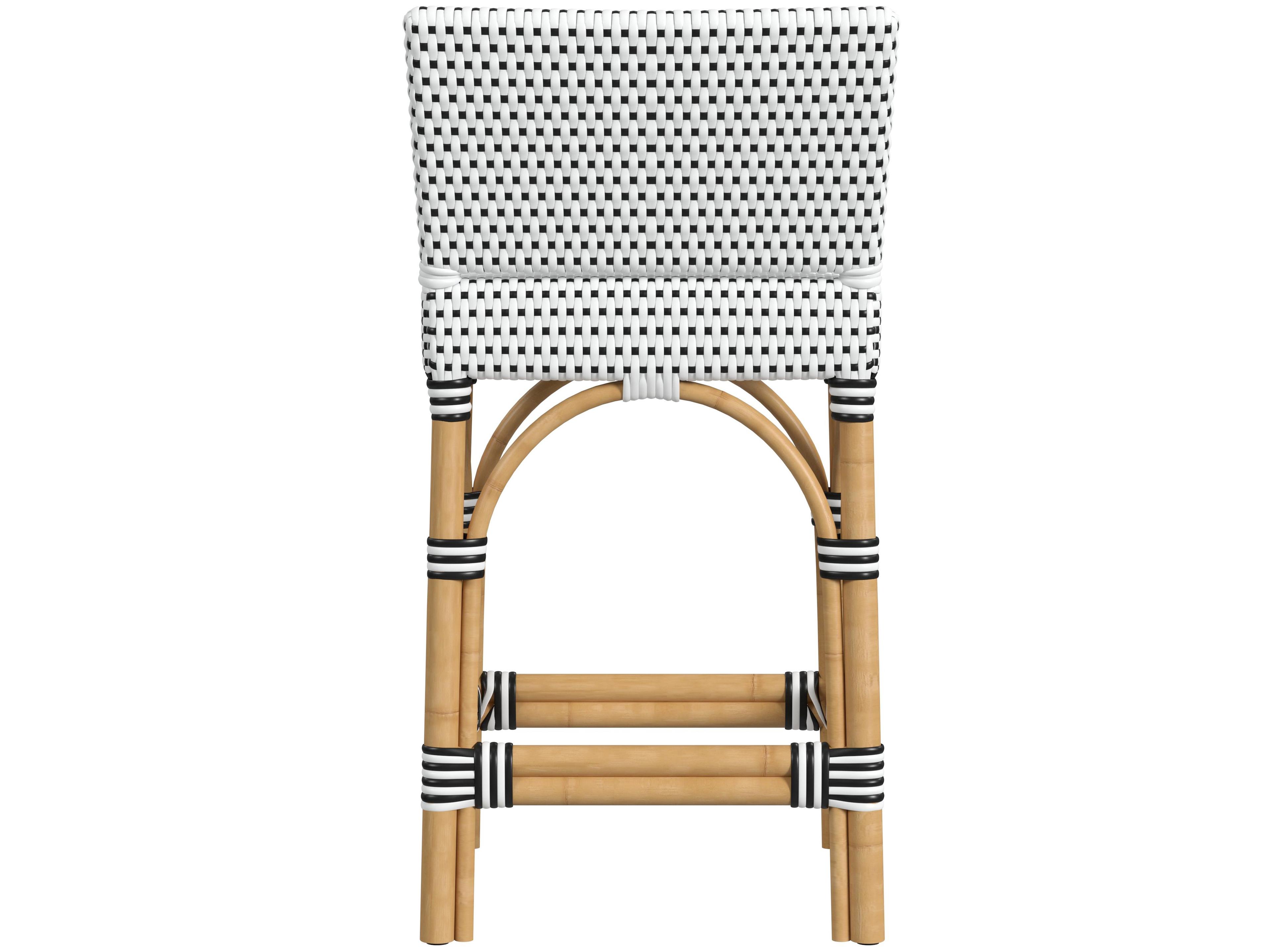 Butler Outdoor Amalfi Black White Aluminum Wicker Bar Stool