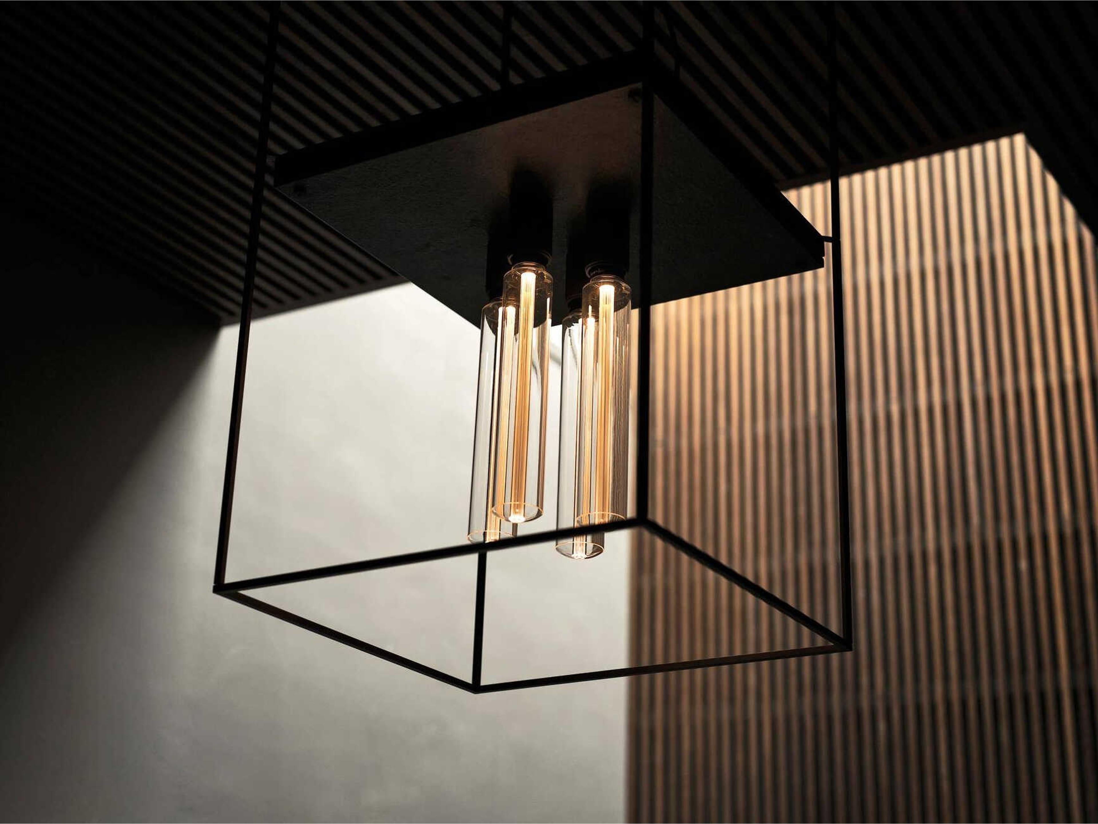 Buster + Punch Caged 4-Light Black Marble Flush Mount