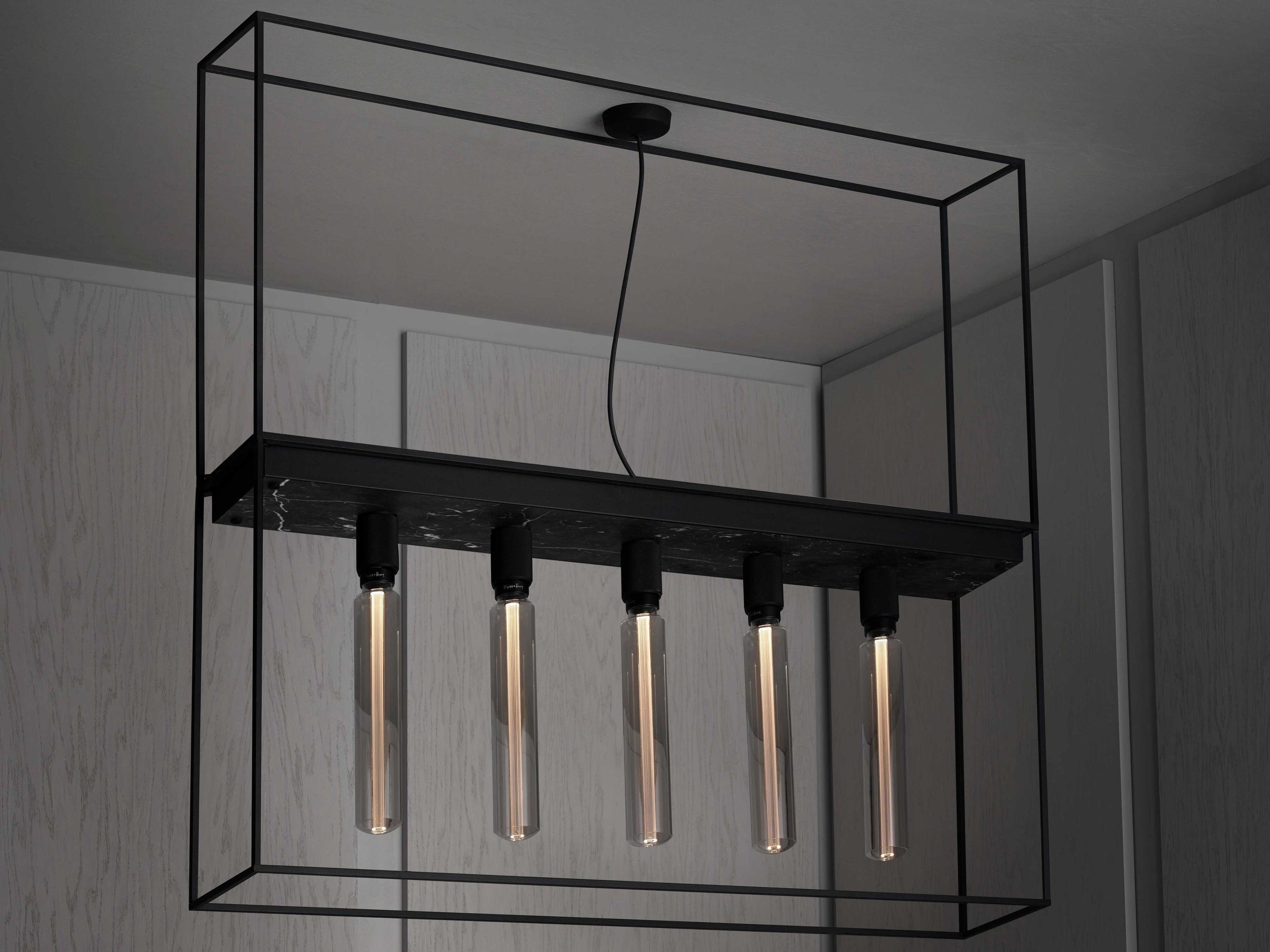 Buster + Punch Caged 5-Light Black Marble Island Pendant