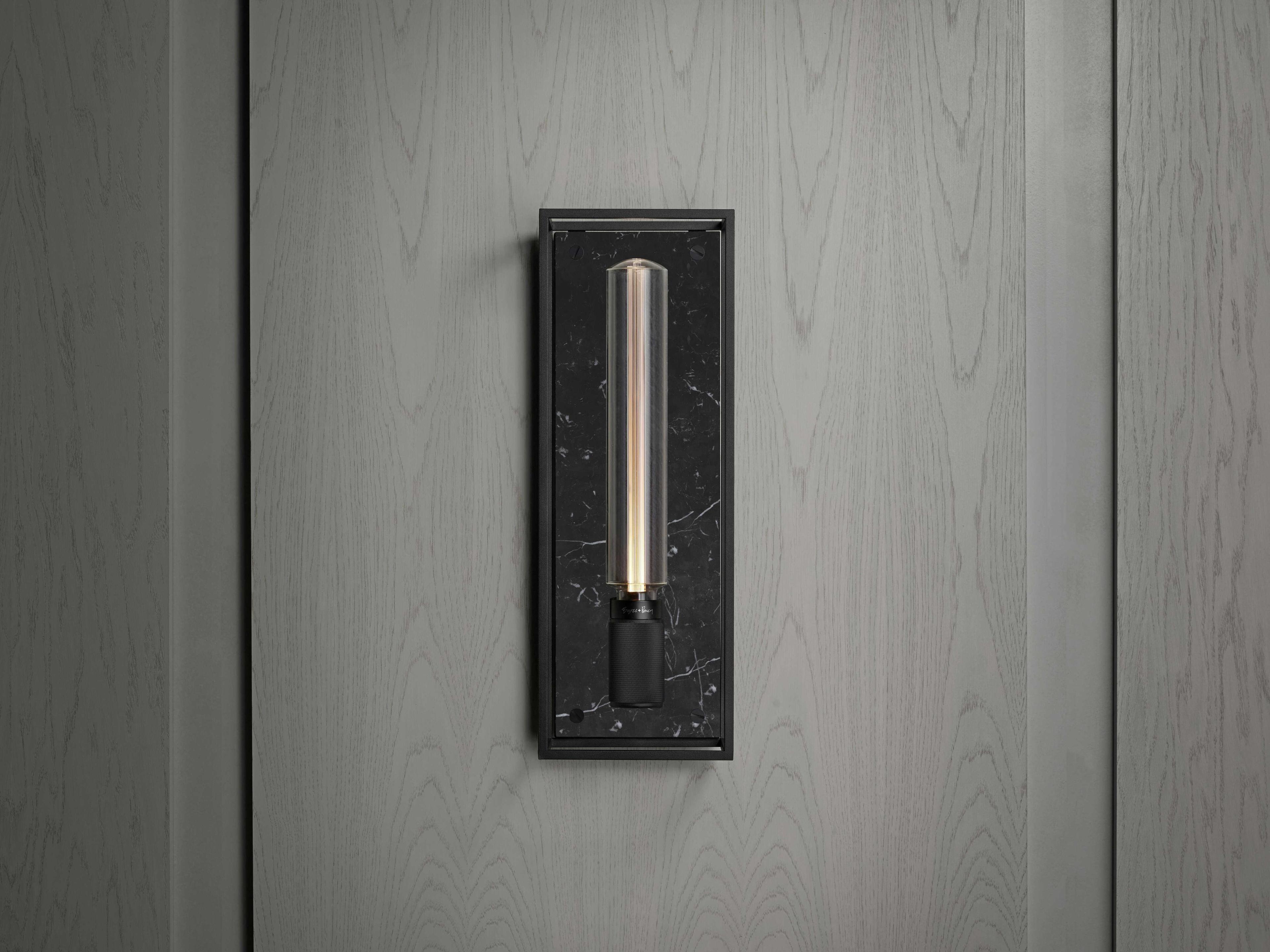 Buster + Punch Caged 1-Light Black Marble Wall Sconce