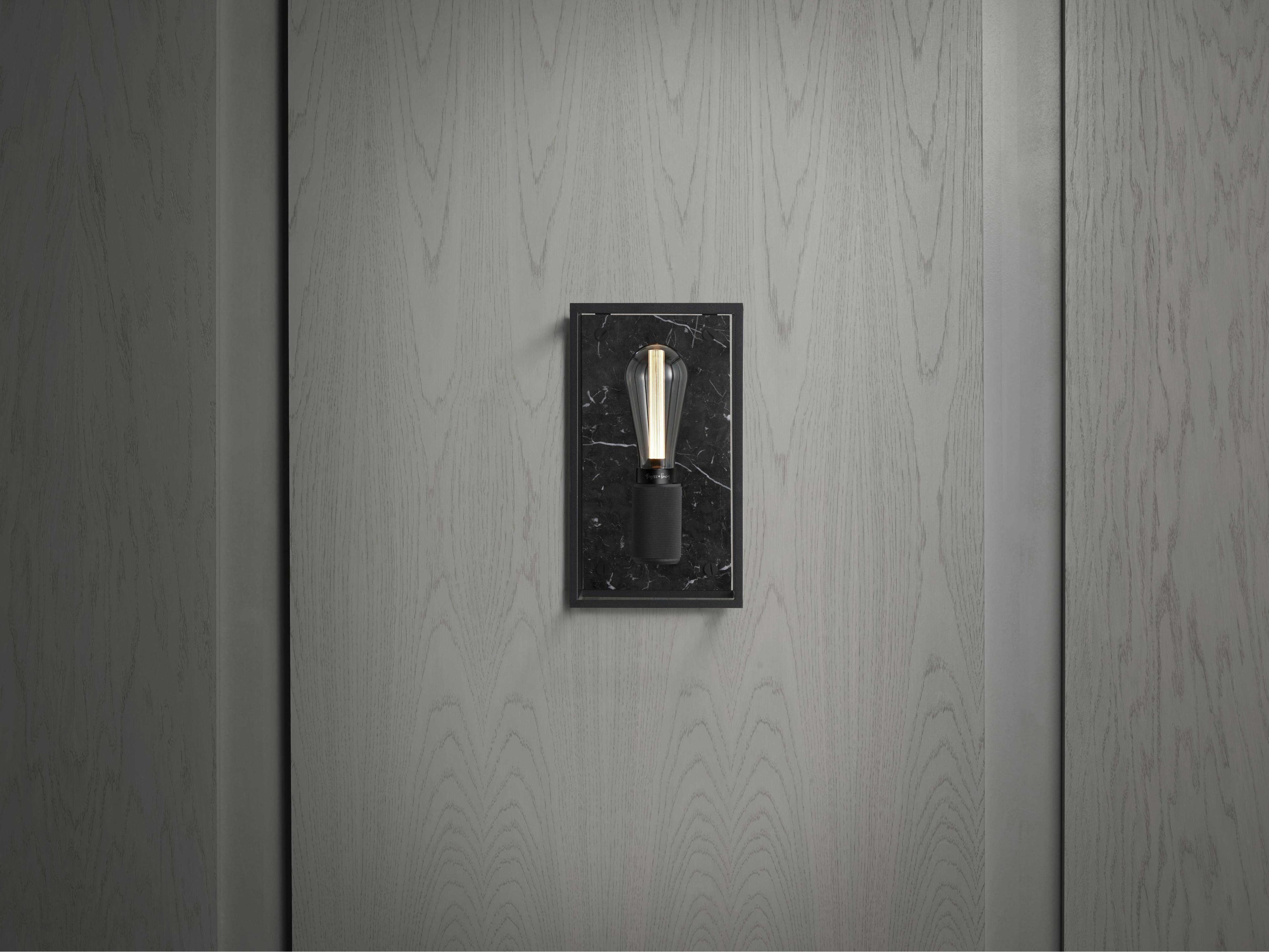 Buster + Punch Caged 1-Light Black Marble Wall Sconce